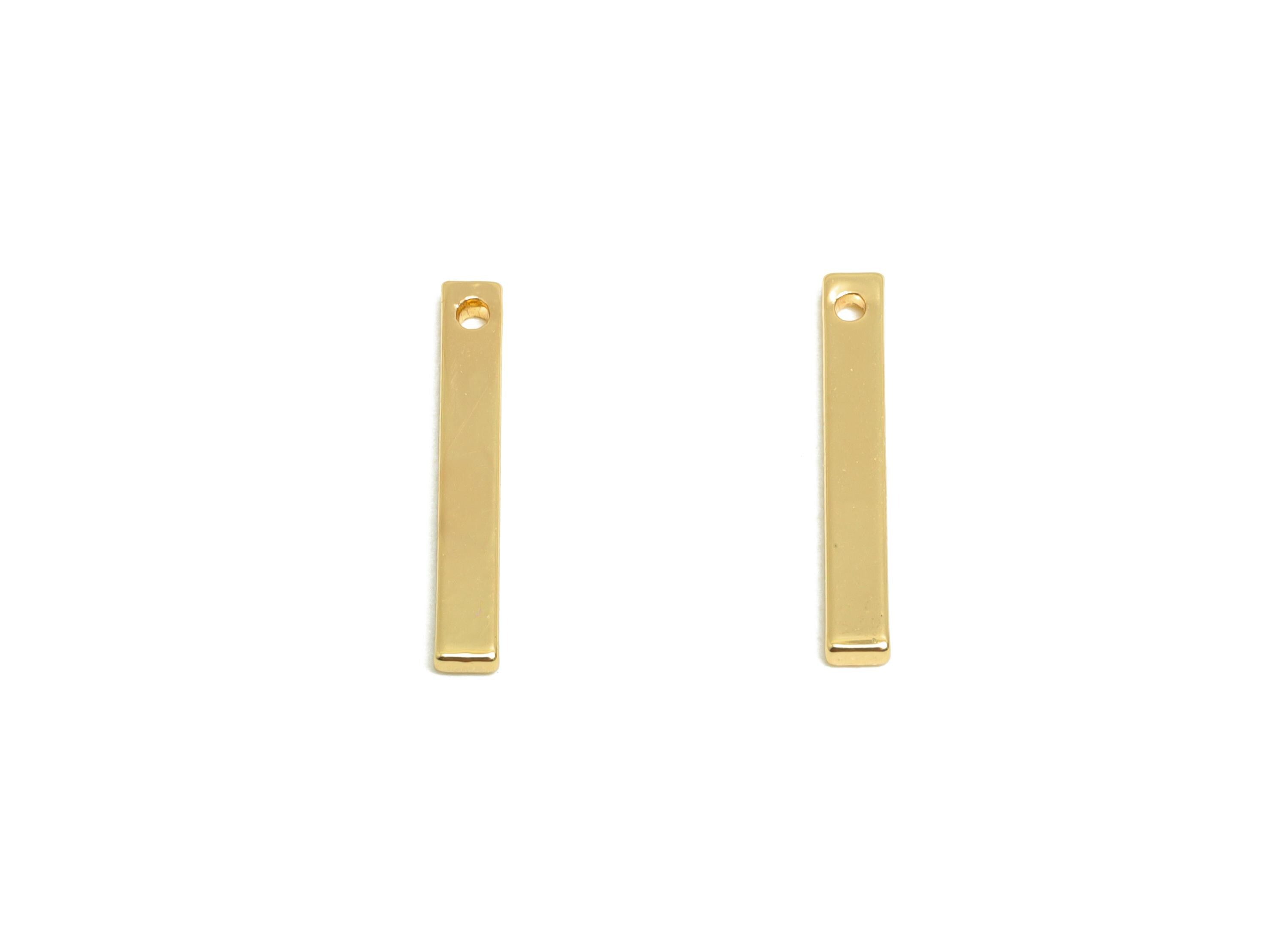 Gold Bar Pendant - Brass Customizable Bar Charm - Vertical Personalized Charm - DIY Bar Jewelry - 18K Real Gold Plated - 15x2x1mm - RGP9297 - DOMEDBAZAAR