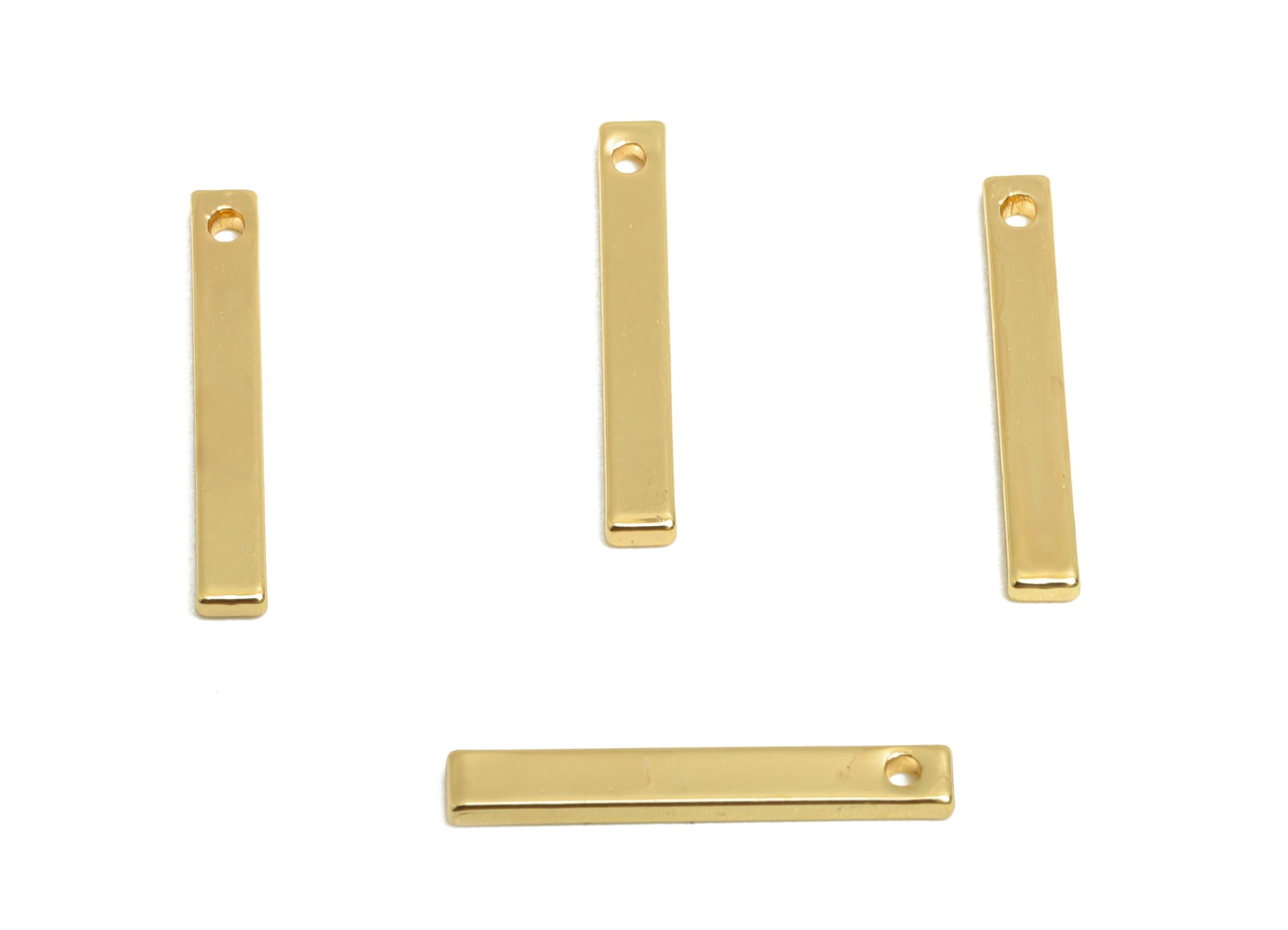 Gold Bar Pendant - Brass Customizable Bar Charm - Vertical Personalized Charm - DIY Bar Jewelry - 18K Real Gold Plated - 15x2x1mm - RGP9297 - DOMEDBAZAAR