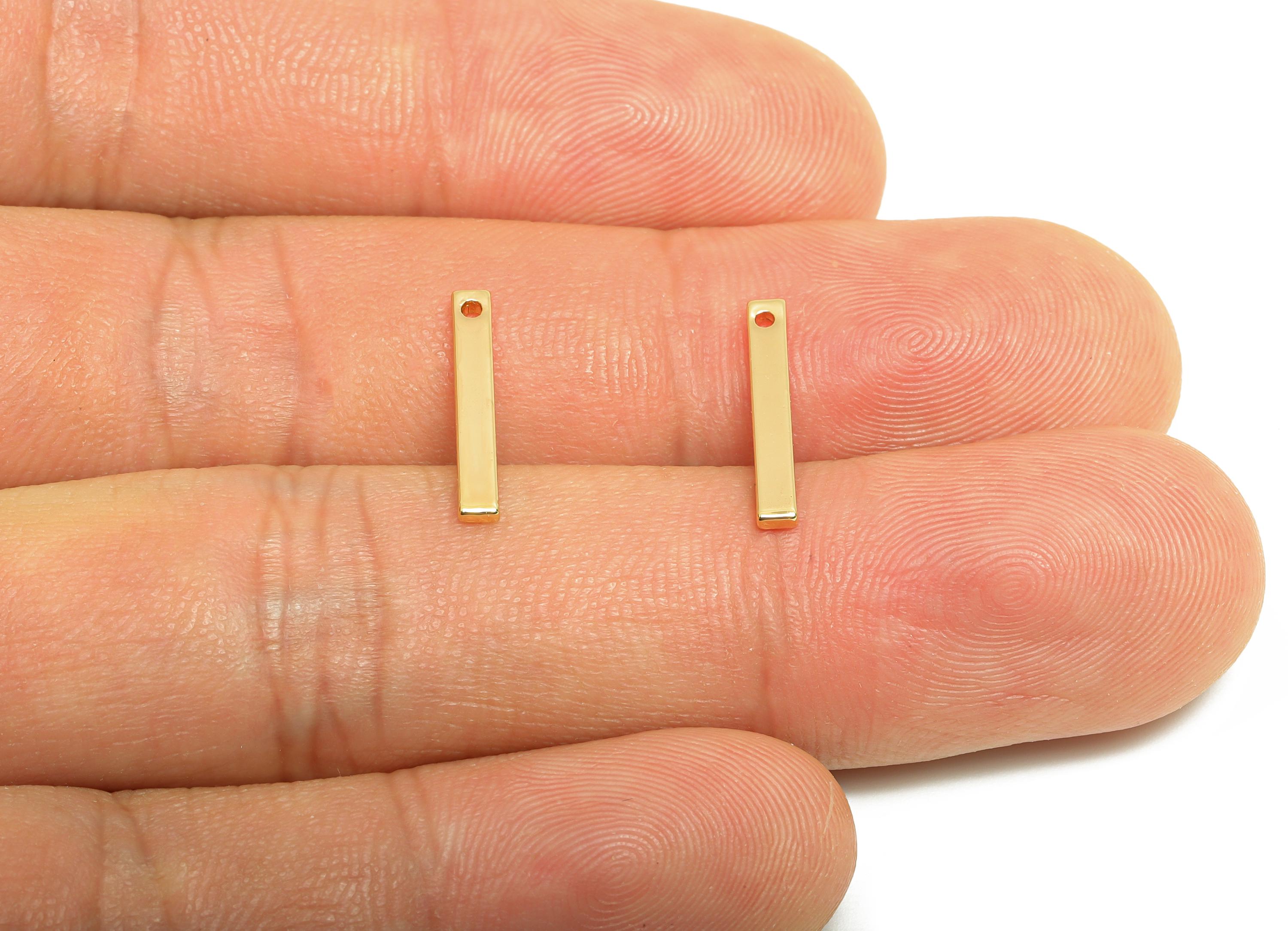 Gold Bar Pendant - Brass Customizable Bar Charm - Vertical Personalized Charm - DIY Bar Jewelry - 18K Real Gold Plated - 15x2x1mm - RGP9297 - DOMEDBAZAAR