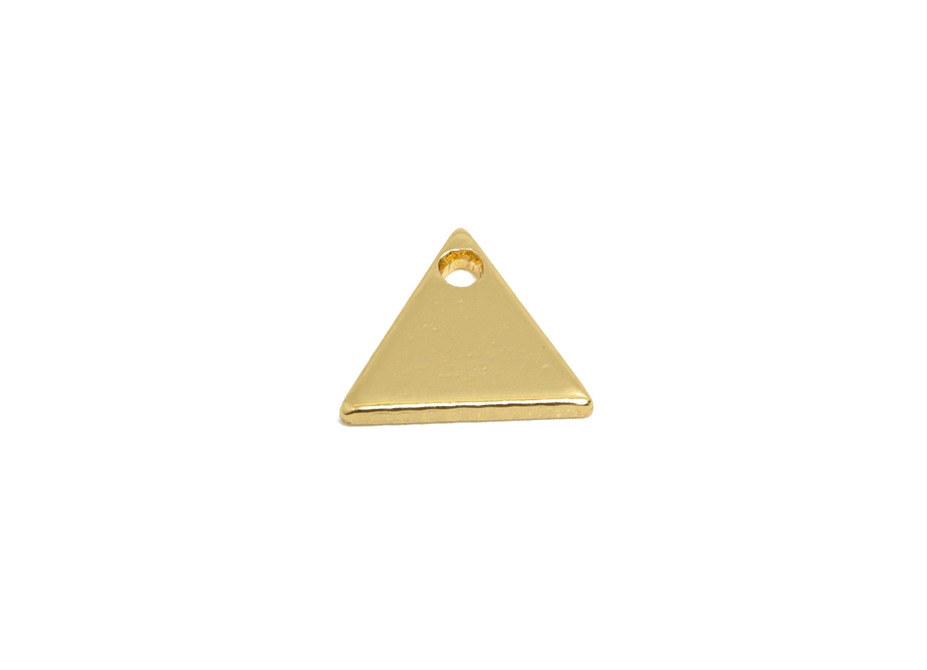 Gold Triangle Pendant - Brass Customizable Geometry Charm - Simple Gold Charm - DIY Jewelry - 18K Real Gold Plated - 8.4x7x1.1mm - RGP9298 - DOMEDBAZAAR