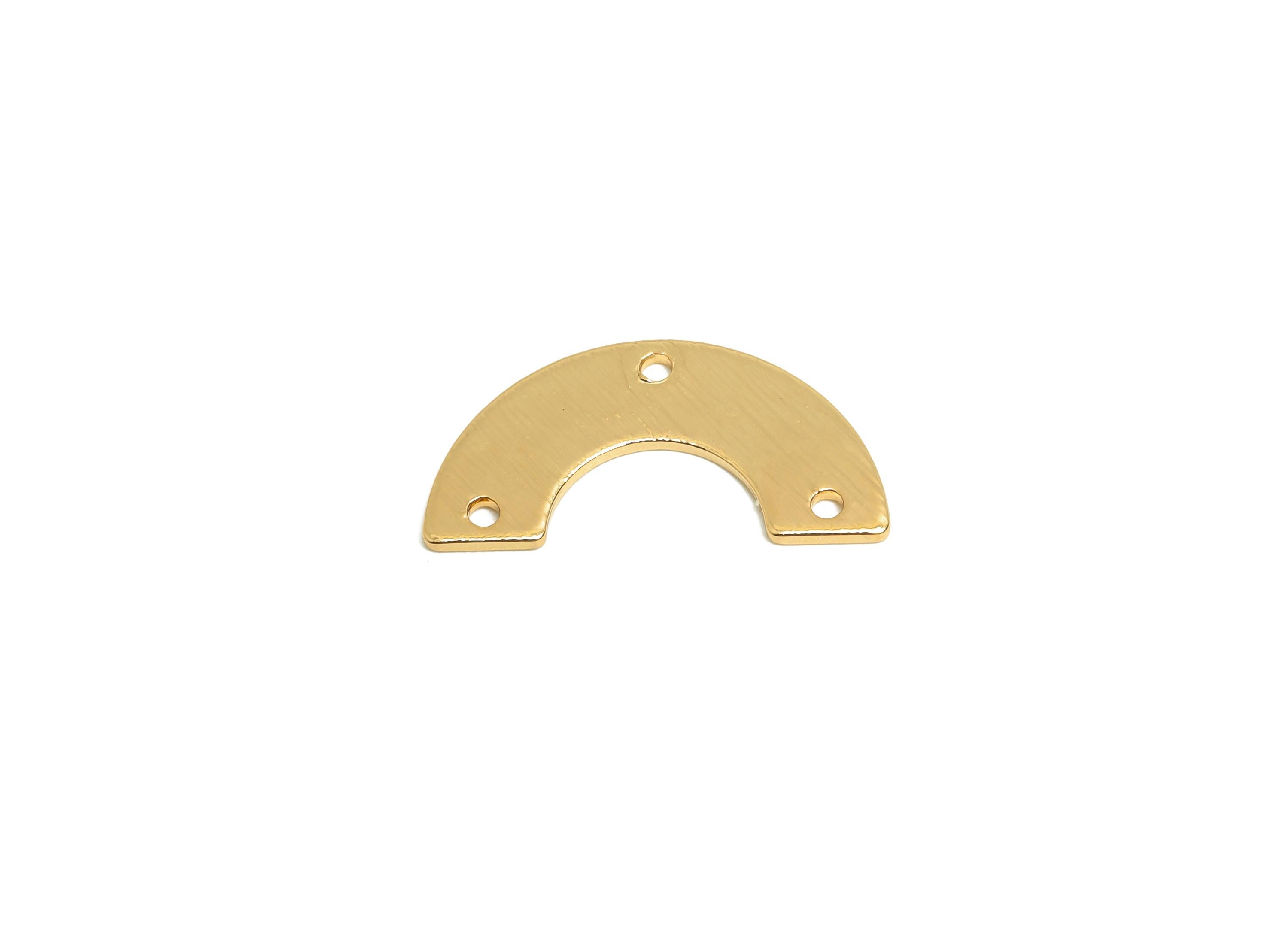 Textured Arch Connector - Brass Gold Crescent Link Charm - DIY Jewelry Semi Circle Connector - 18K Real Gold Plated - 19x10x0.8mm - RGP9309 - DOMEDBAZAAR