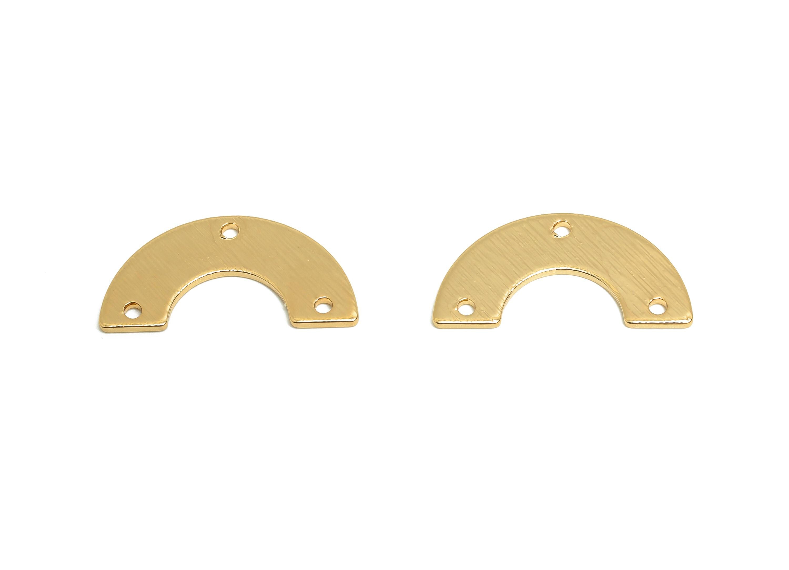 Textured Arch Connector - Brass Gold Crescent Link Charm - DIY Jewelry Semi Circle Connector - 18K Real Gold Plated - 19x10x0.8mm - RGP9309 - DOMEDBAZAAR