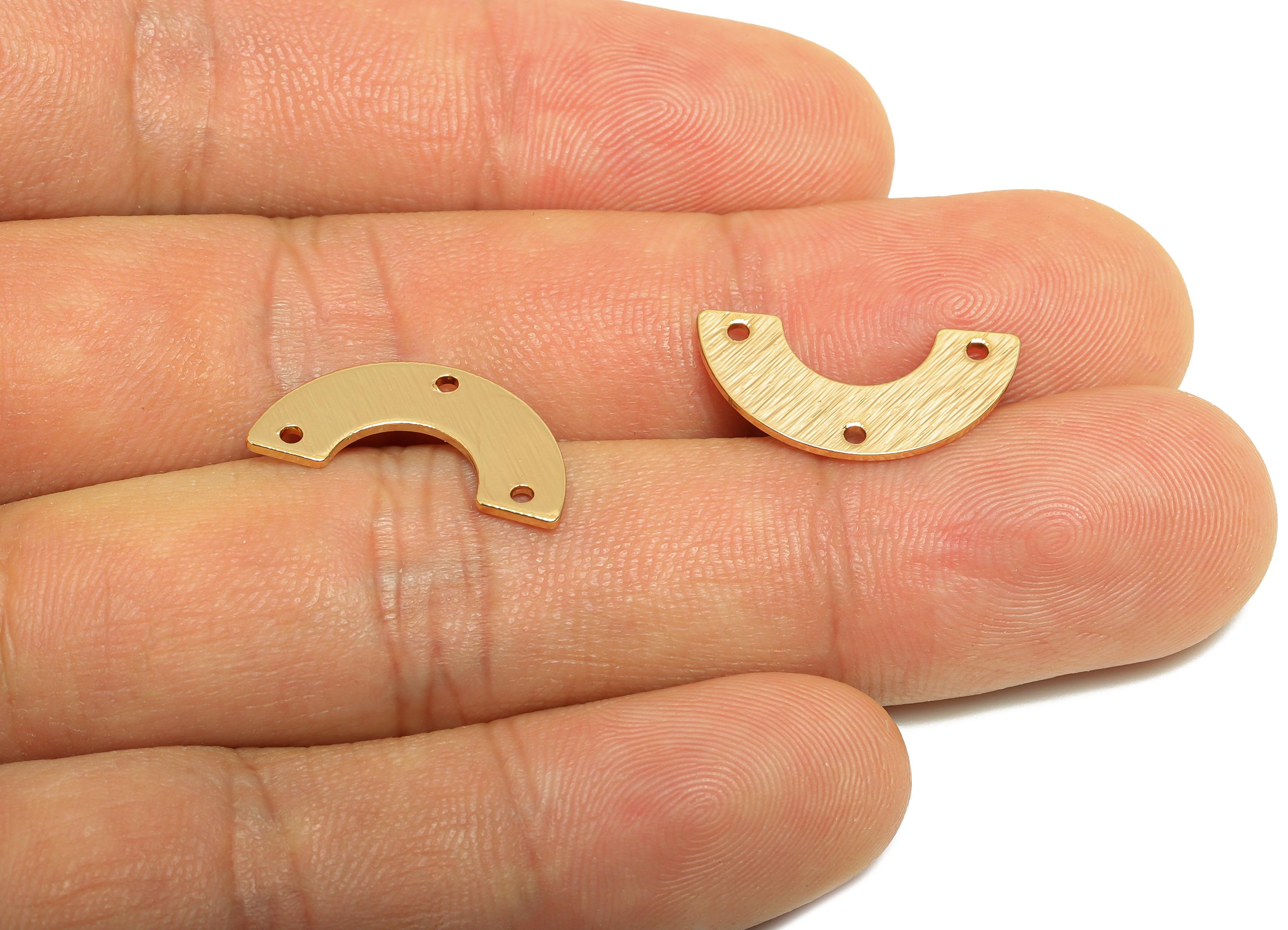 Textured Arch Connector - Brass Gold Crescent Link Charm - DIY Jewelry Semi Circle Connector - 18K Real Gold Plated - 19x10x0.8mm - RGP9309 - DOMEDBAZAAR