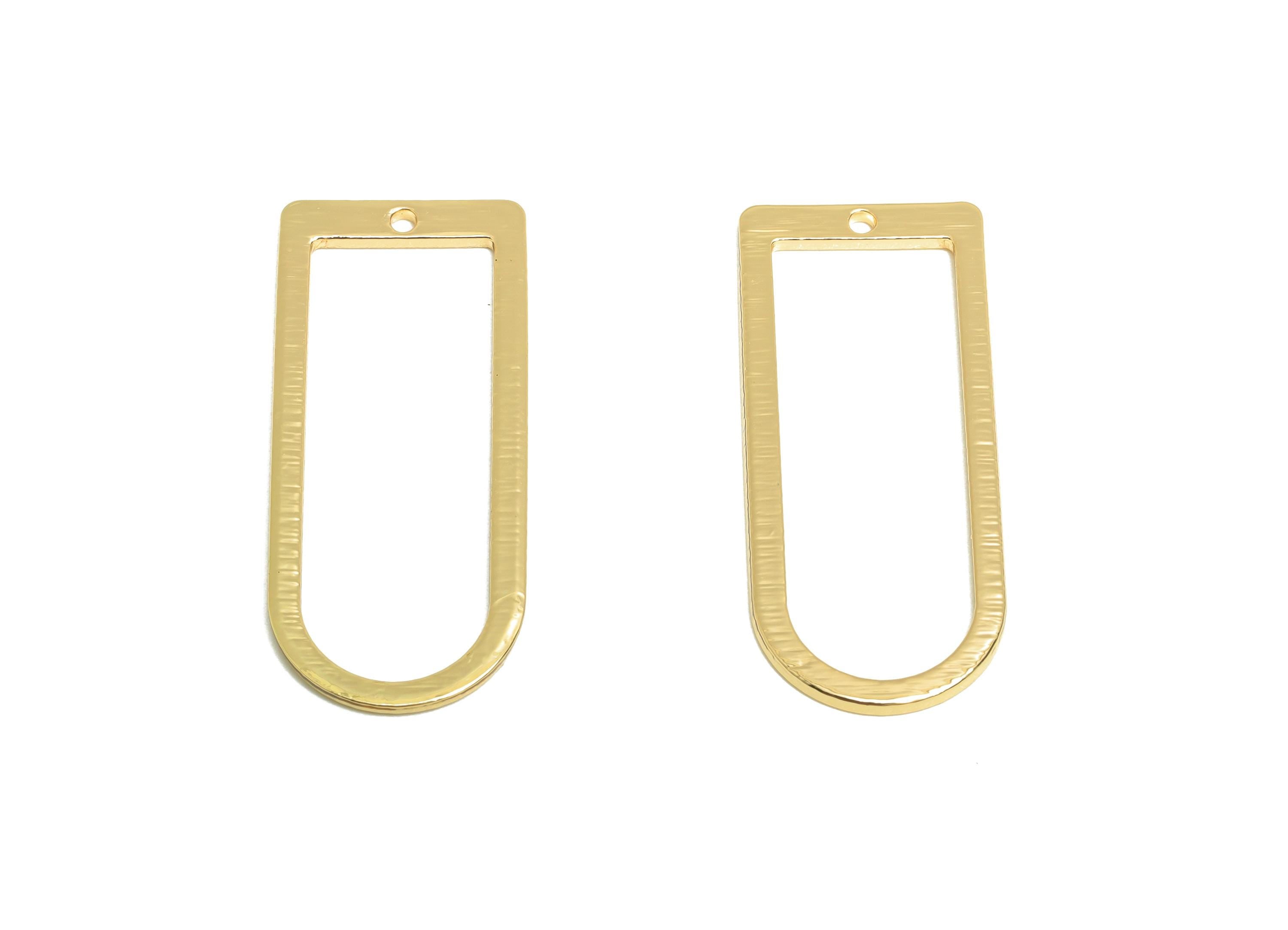 Textured Domed Charm - Brass Modern Geometric Pendant - Textured Gold Finding - Gold Jewelry - 18K Real Gold Plated - 30x13x1.1mm - RGP9315 - DOMEDBAZAAR