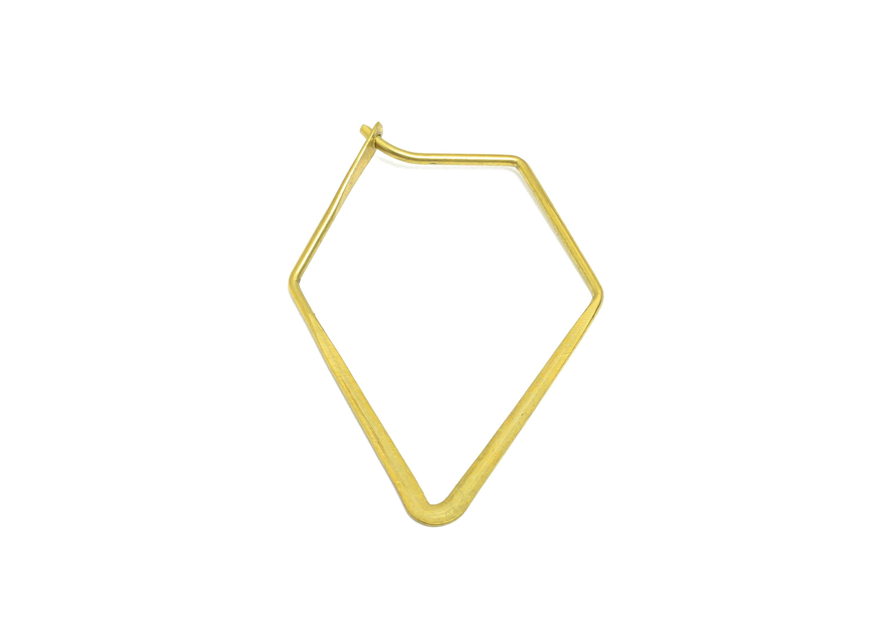 Fashion Pentagon Wire Hoop Earring - Raw Brass Hammered Thin Wire Hoop Clasp - Simple Jewelry - Minimalist Hoop Jewelry - PP10933-30 - DOMEDBAZAAR