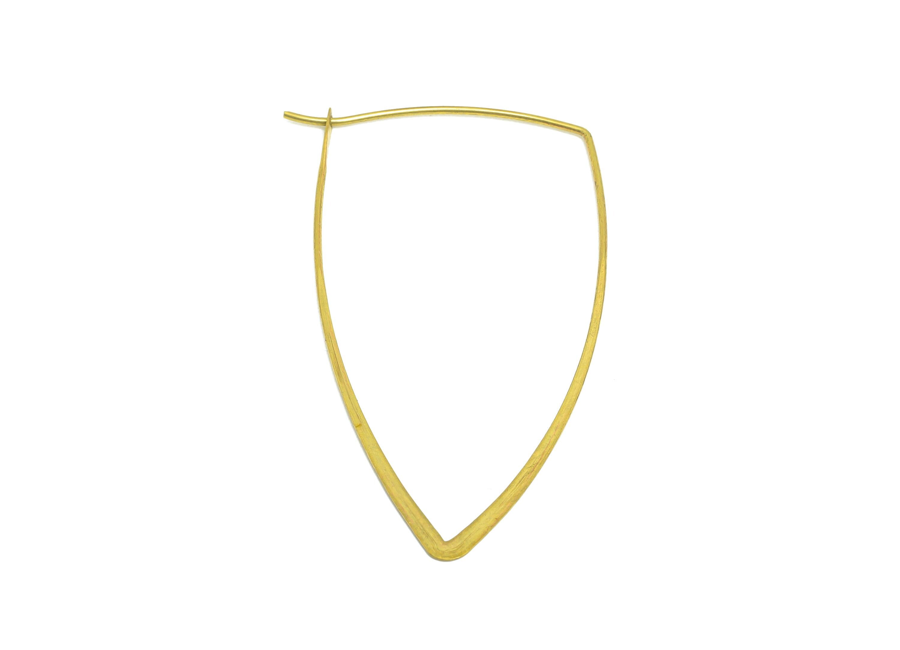 Fashion Triangle Wire Hoop Earring - Raw Brass Hammered Thin Wire Hoop Clasp - Simple Jewelry - Minimalist Hoop Jewelry - PP10932-50 - DOMEDBAZAAR