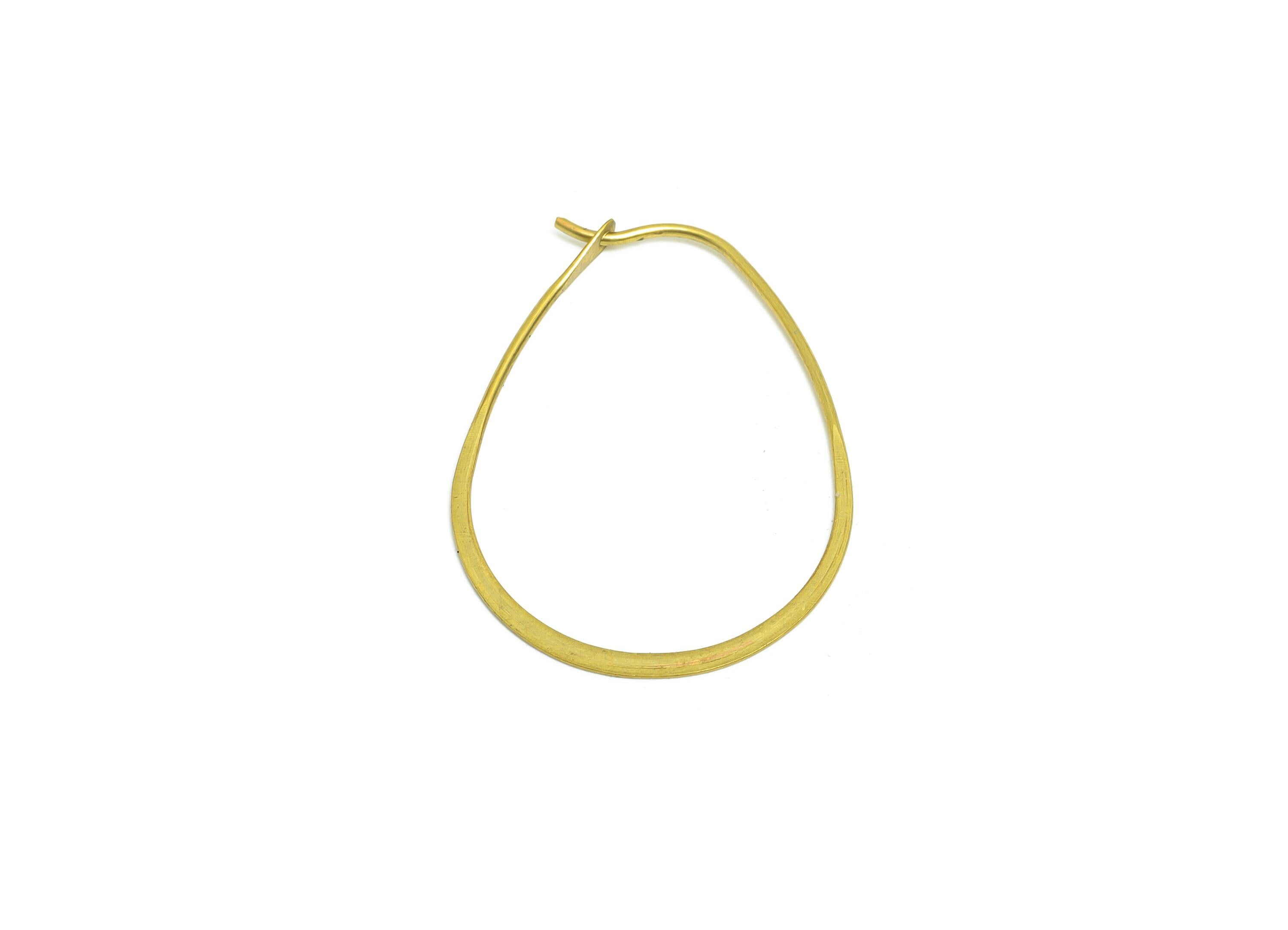 Fashion Teardrop Wire Hoop Earring - Raw Brass Hammered Thin Wire Hoop Clasp - Simple Jewelry - Minimalist Drop Hoop Jewelry  - PP10931-30 - DOMEDBAZAAR