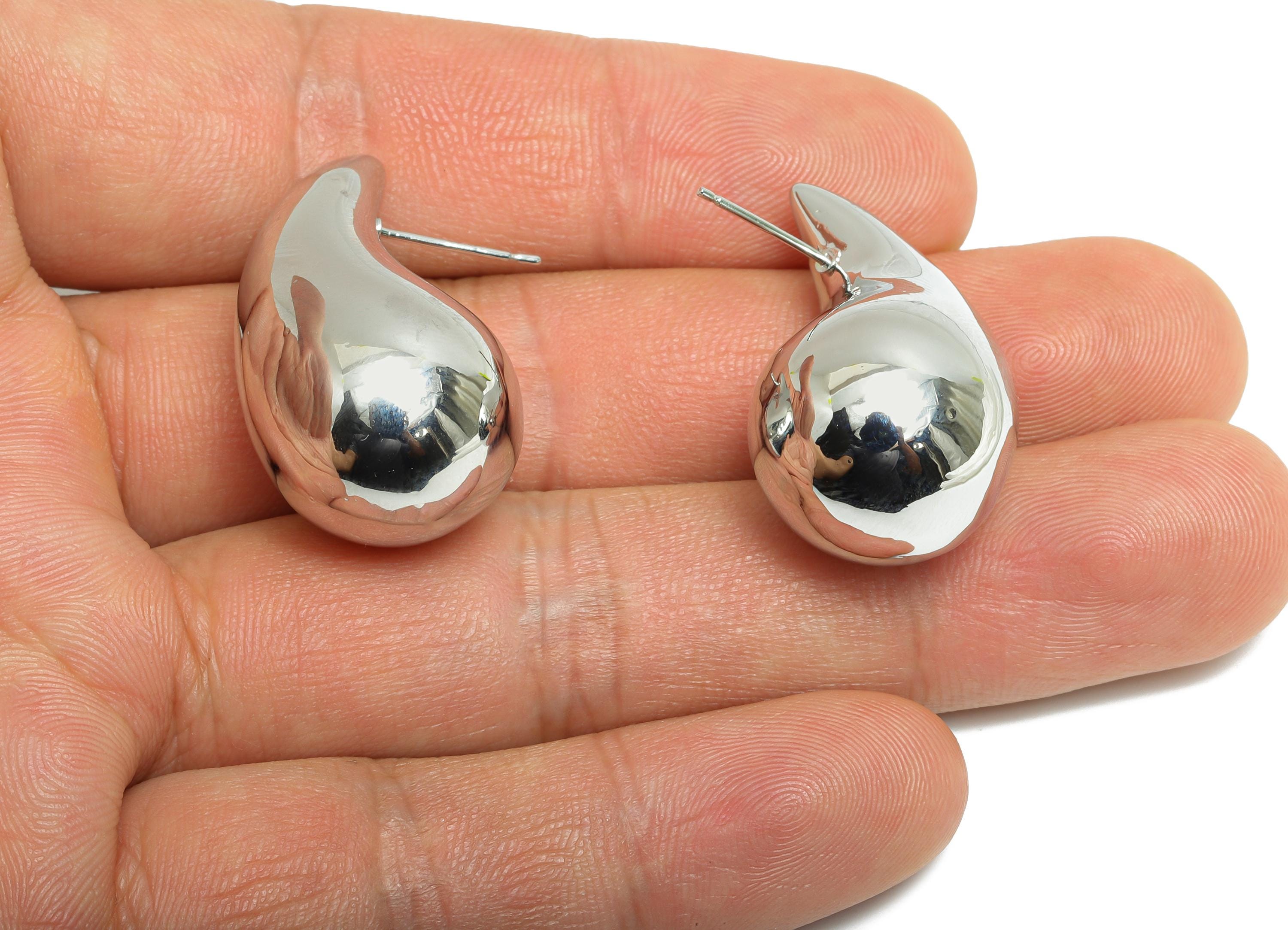 Teardrop Earring Post - Brass Sleek Earring Stud - Modern Teardrop Stud - Smooth Curved Jewelry - Polished Jewelry - 33x17x17.3mm - RGP9409S - DOMEDBAZAAR