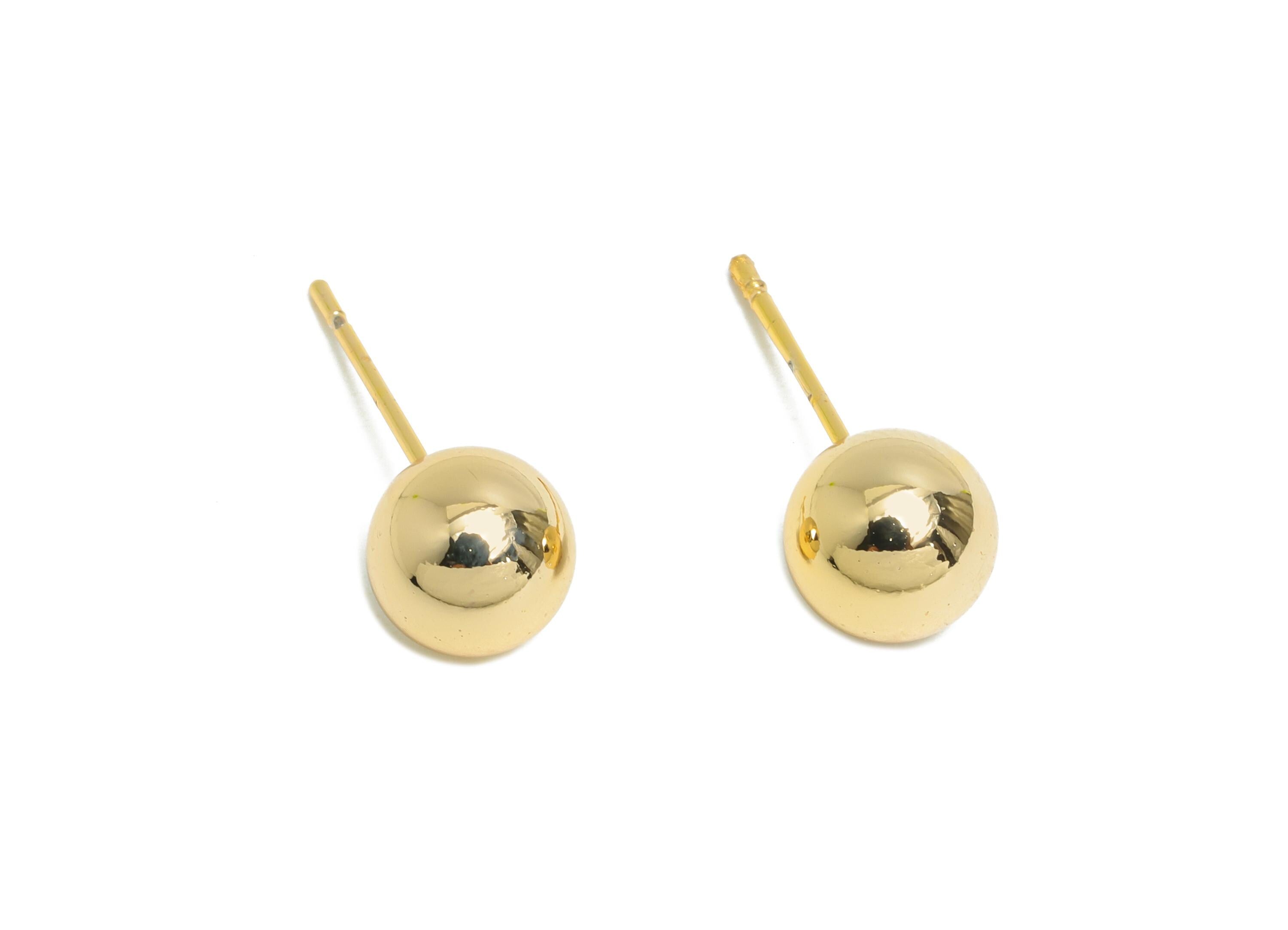 8mm Ball Stud Earring - Brass Minimalist Smooth Earring Stud - Modern Classic Stud Earring - Gold Jewelry - Elegant Simple Jewelry- RGP9404 - DOMEDBAZAAR
