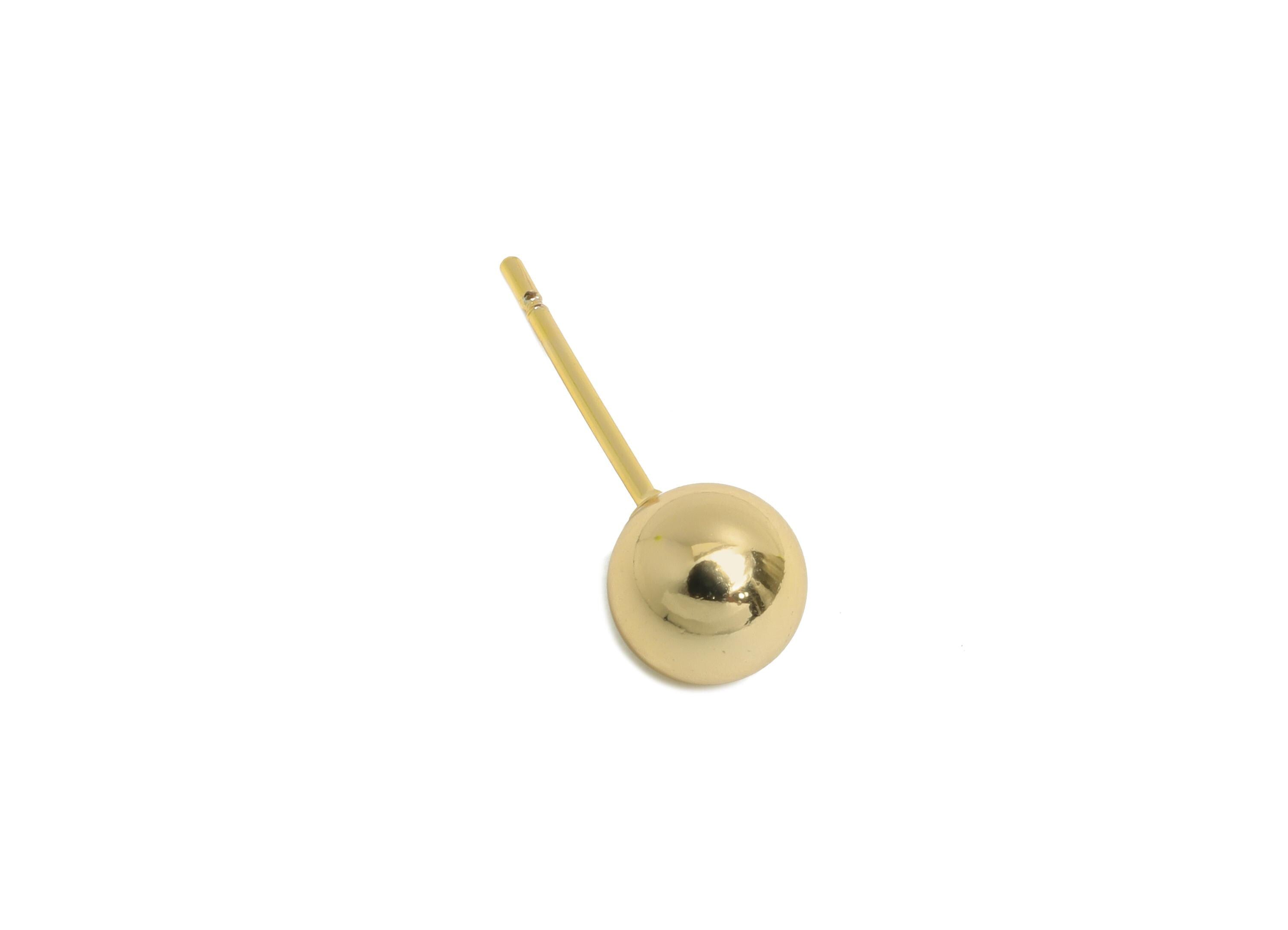 6mm Ball Stud Earring - Brass Minimalist Smooth Earring Stud - Modern Sleek Stud Earring - Gold Jewelry - Elegant Simple Jewelry- RGP9403 - DOMEDBAZAAR