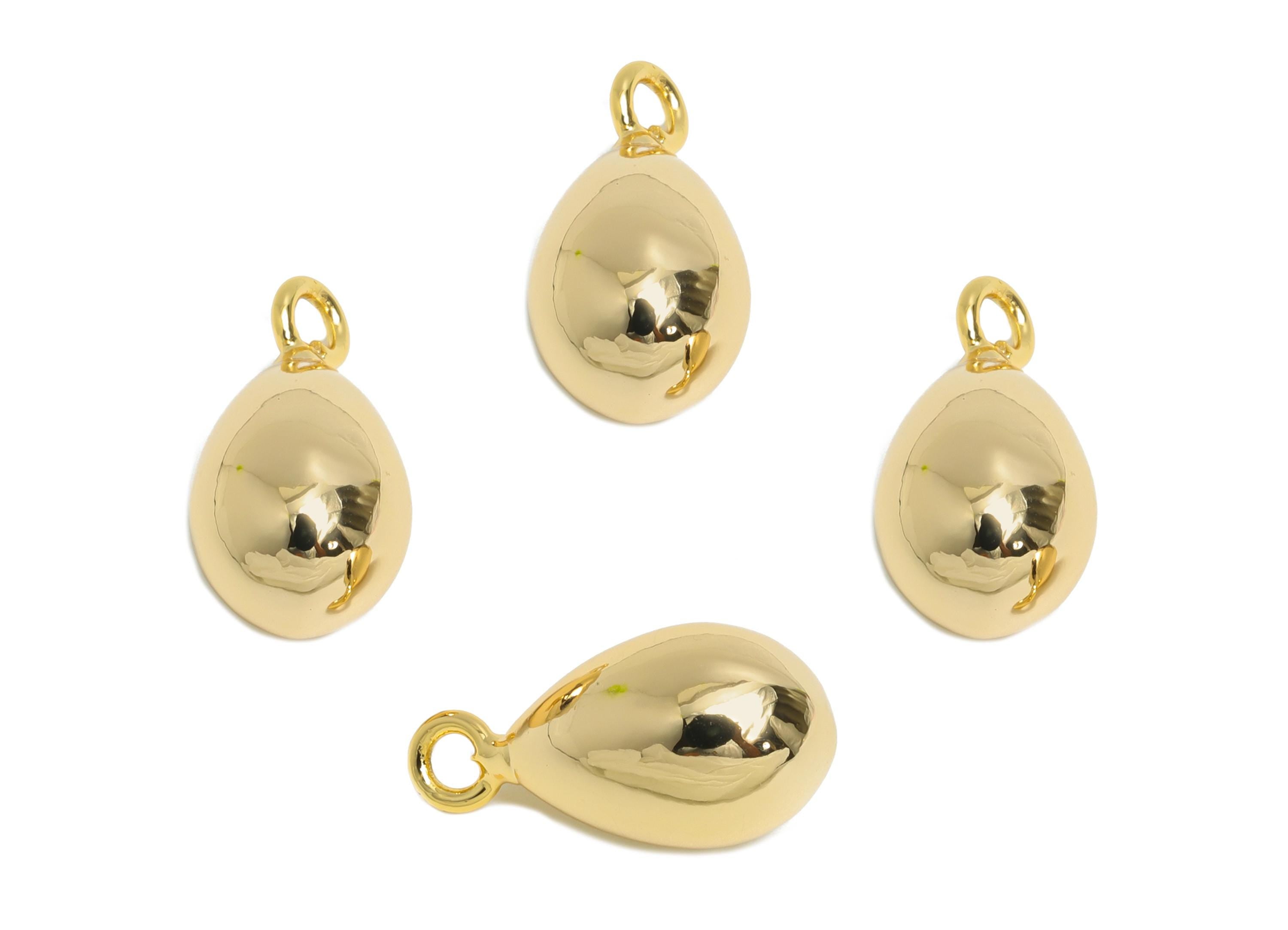 Gold Teardrop Earring Charm - Gold Sleek Earring Charm - Brass Timeless Fashion Geometry Jewelry - 18K Real Gold Plated - 18x9x9mm - RGP9417 - DOMEDBAZAAR