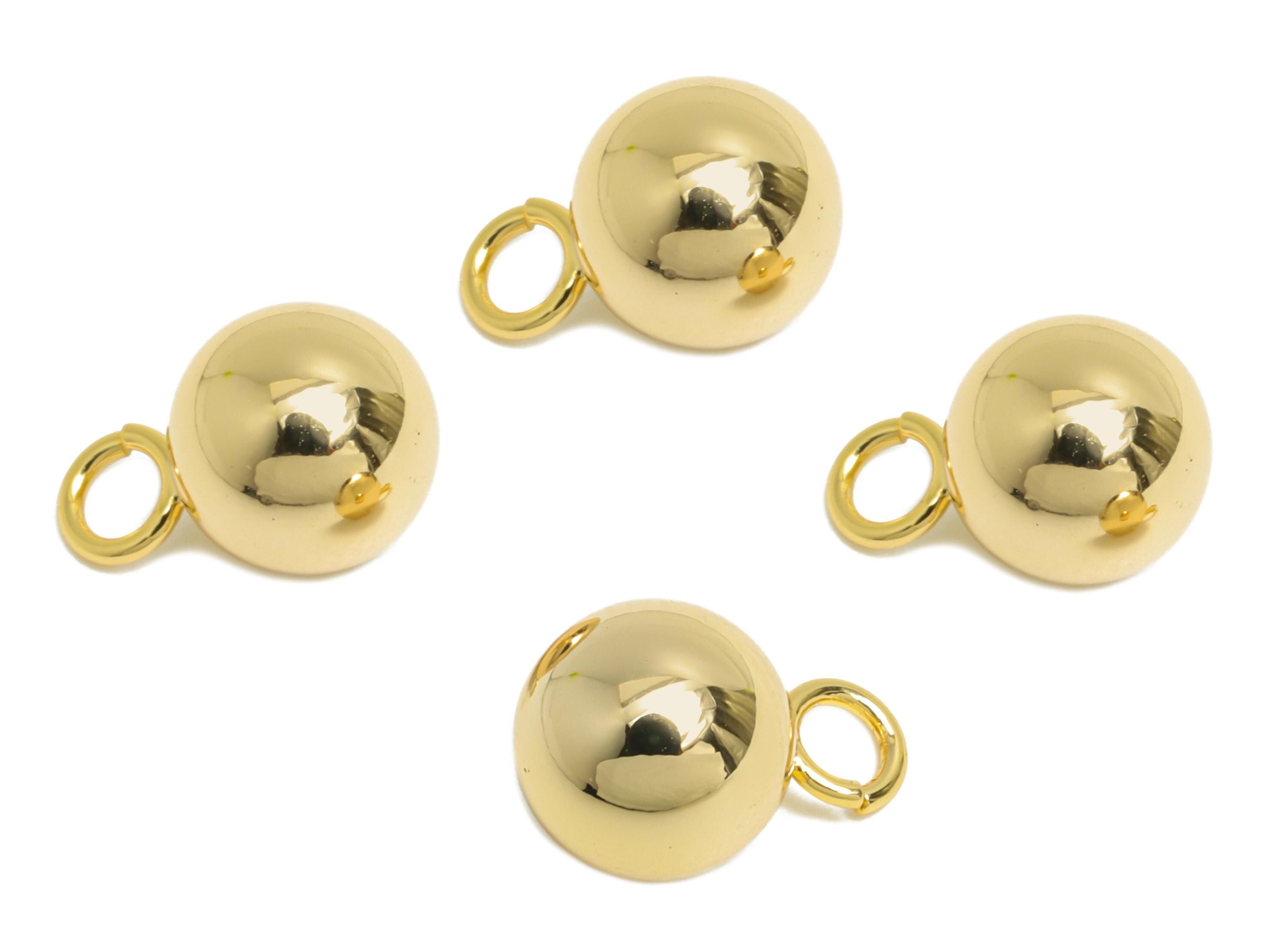 Gold Ball Pendant Earring - Gold Sleek Earring Charm - Brass Modern Minimalist Geometry Jewelry - 18K Real Gold Plated - 10x10x10mm -RGP9424 - DOMEDBAZAAR