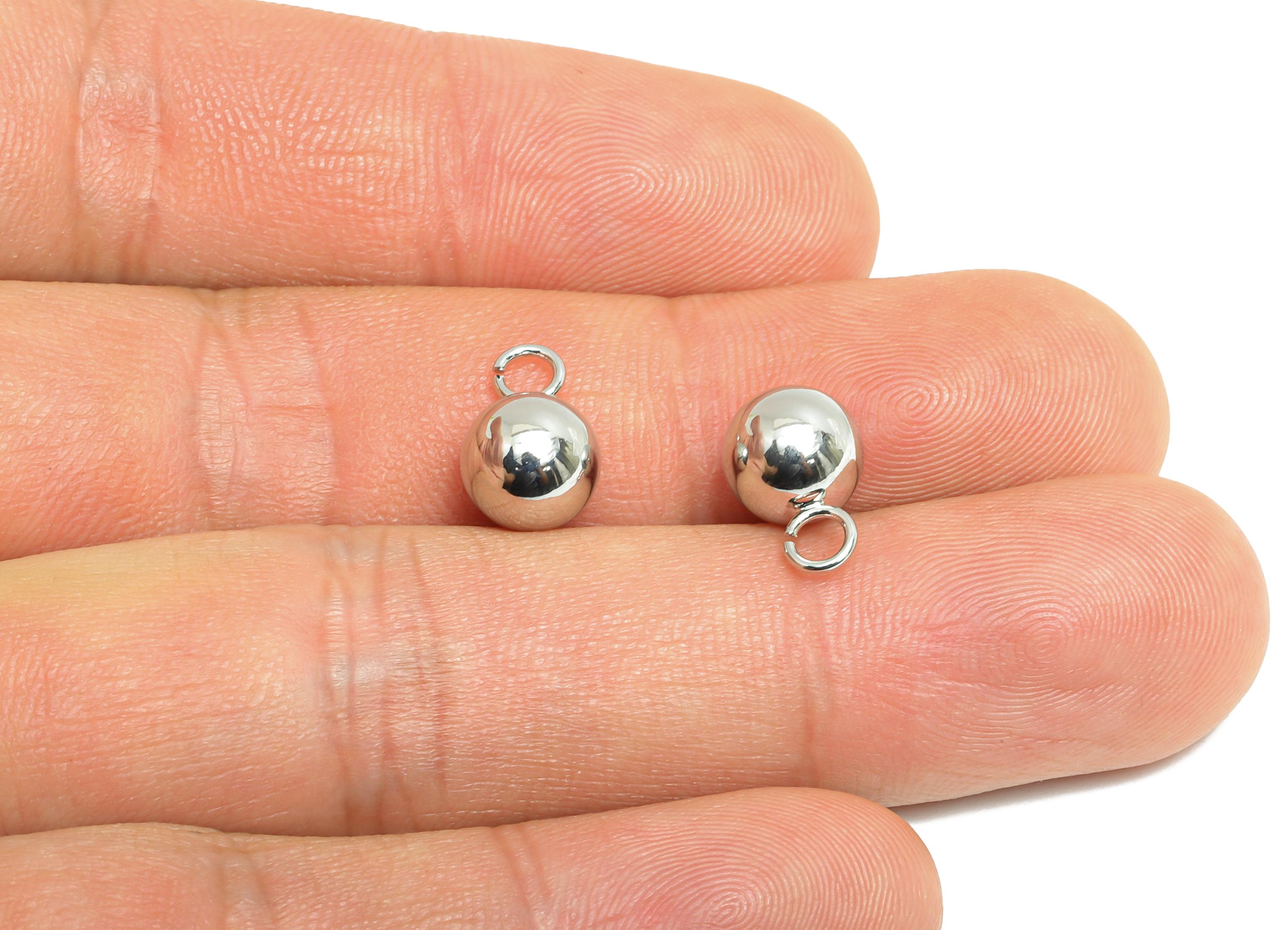 8mm Ball Pendant Earring - Brass Sleek Earring Charm - Brass Modern Minimalist Geometry Jewelry - 18K Real White Gold Plated - RGP9423S - DOMEDBAZAAR