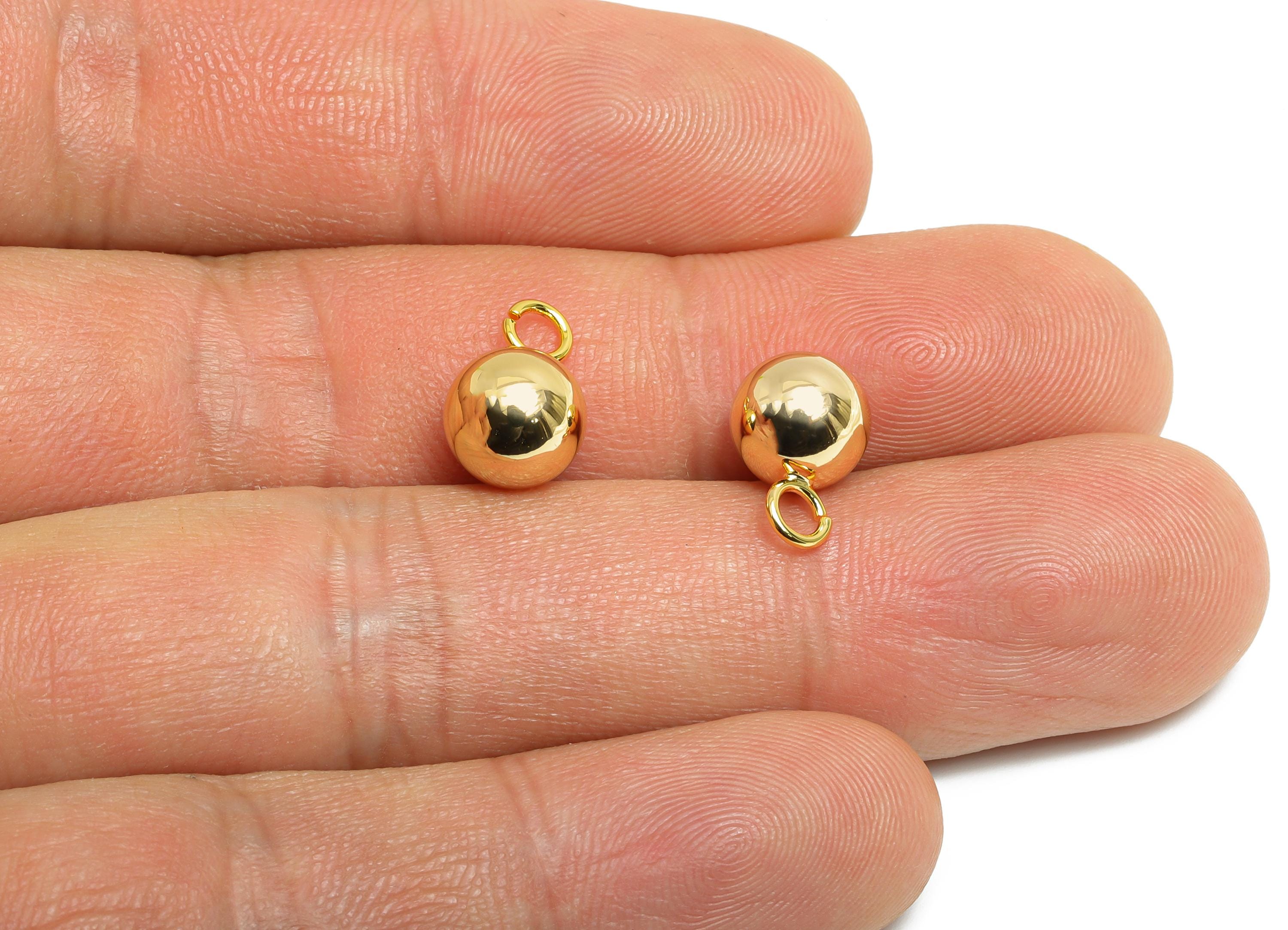 8mm Gold Ball Pendant Earring - Gold Sleek Earring Charm - Brass Modern Minimalist Geometry Jewelry - 18K Real Gold Plated - RGP9423 - DOMEDBAZAAR