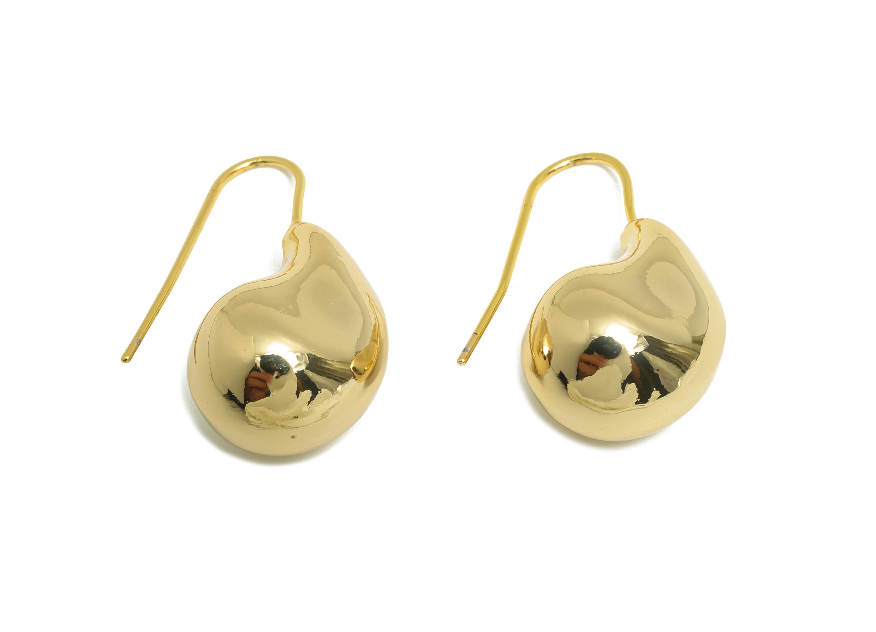 Bold Teardrop Ear Hook - Brass Minimalist Polished Teardrop Hook Wire - Gold Contemporary Earring For Woman - 29.8x14x13mm - RGP10098 - DOMEDBAZAAR