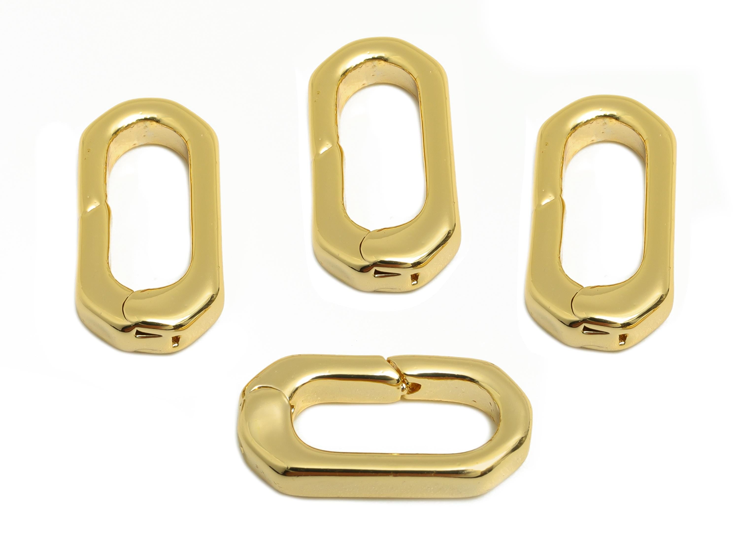 Brass Carabiner Clasp - Brass Connector Clasp - Oval Carabiner Link - Keychain Link Component - DIY Clasp - Gold Jewelry - 16x8x2mm-RGP10136 - DOMEDBAZAAR