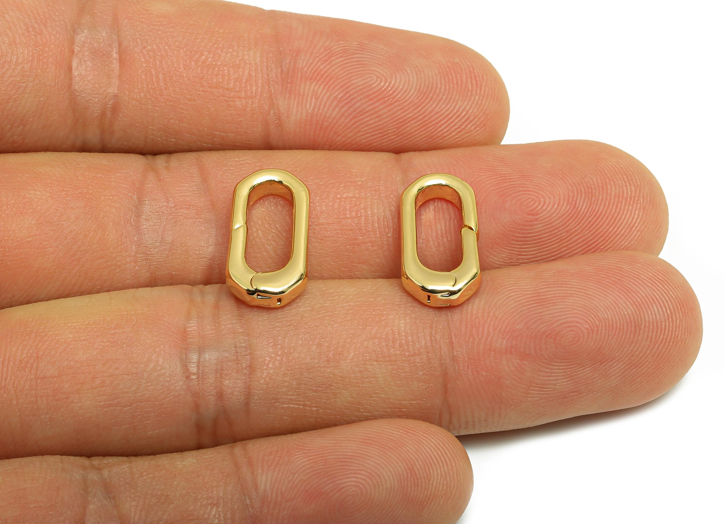 Brass Carabiner Clasp - Brass Connector Clasp - Oval Carabiner Link - Keychain Link Component - DIY Clasp - Gold Jewelry - 16x8x2mm-RGP10136 - DOMEDBAZAAR