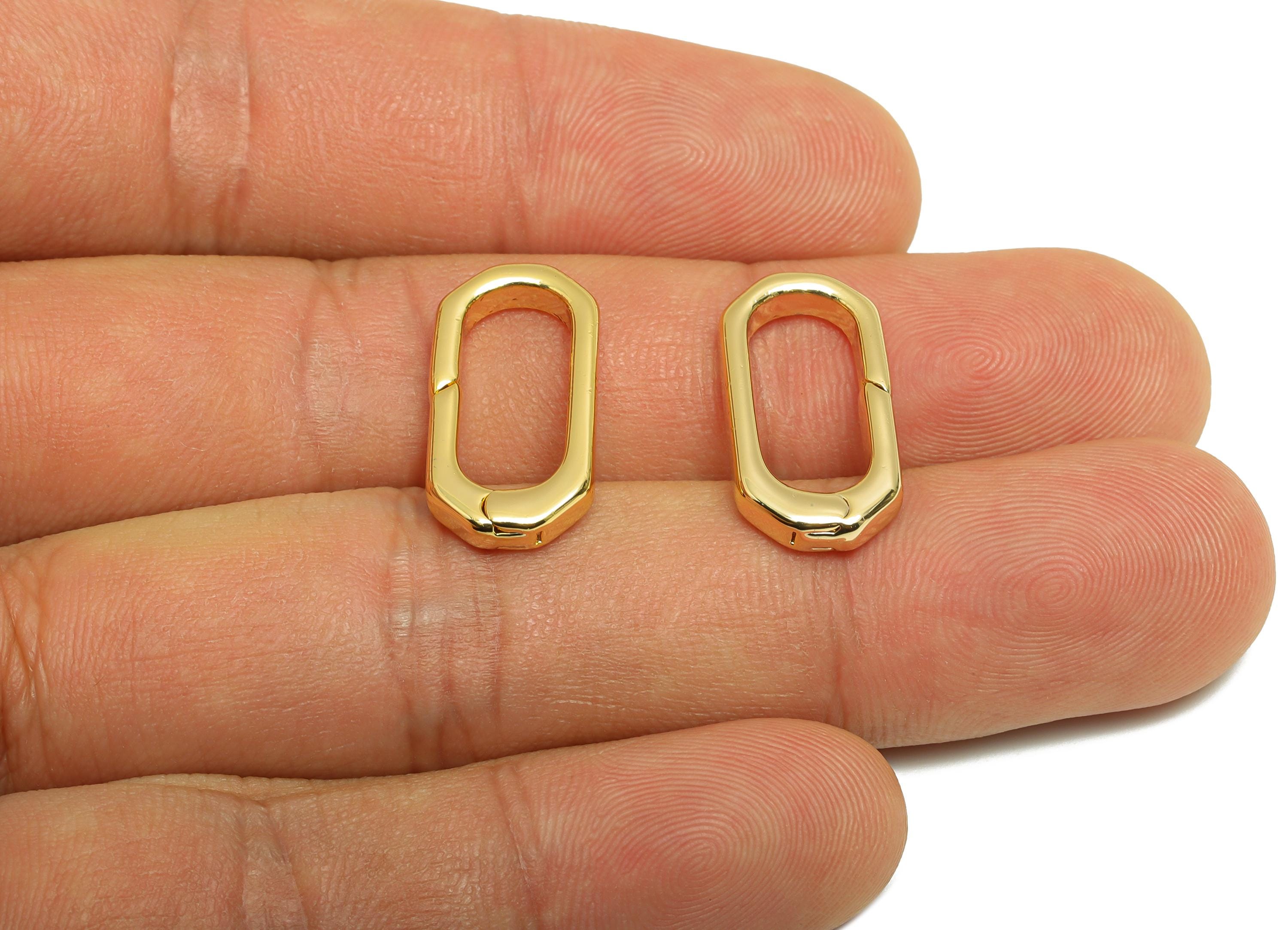 Brass Carabiner Clasp - Gold Connector Clasp - Brass Oval Carabiner Link - Keychain Link Component - Real Gold Plated - 20x10x3mm - RGP10134 - DOMEDBAZAAR