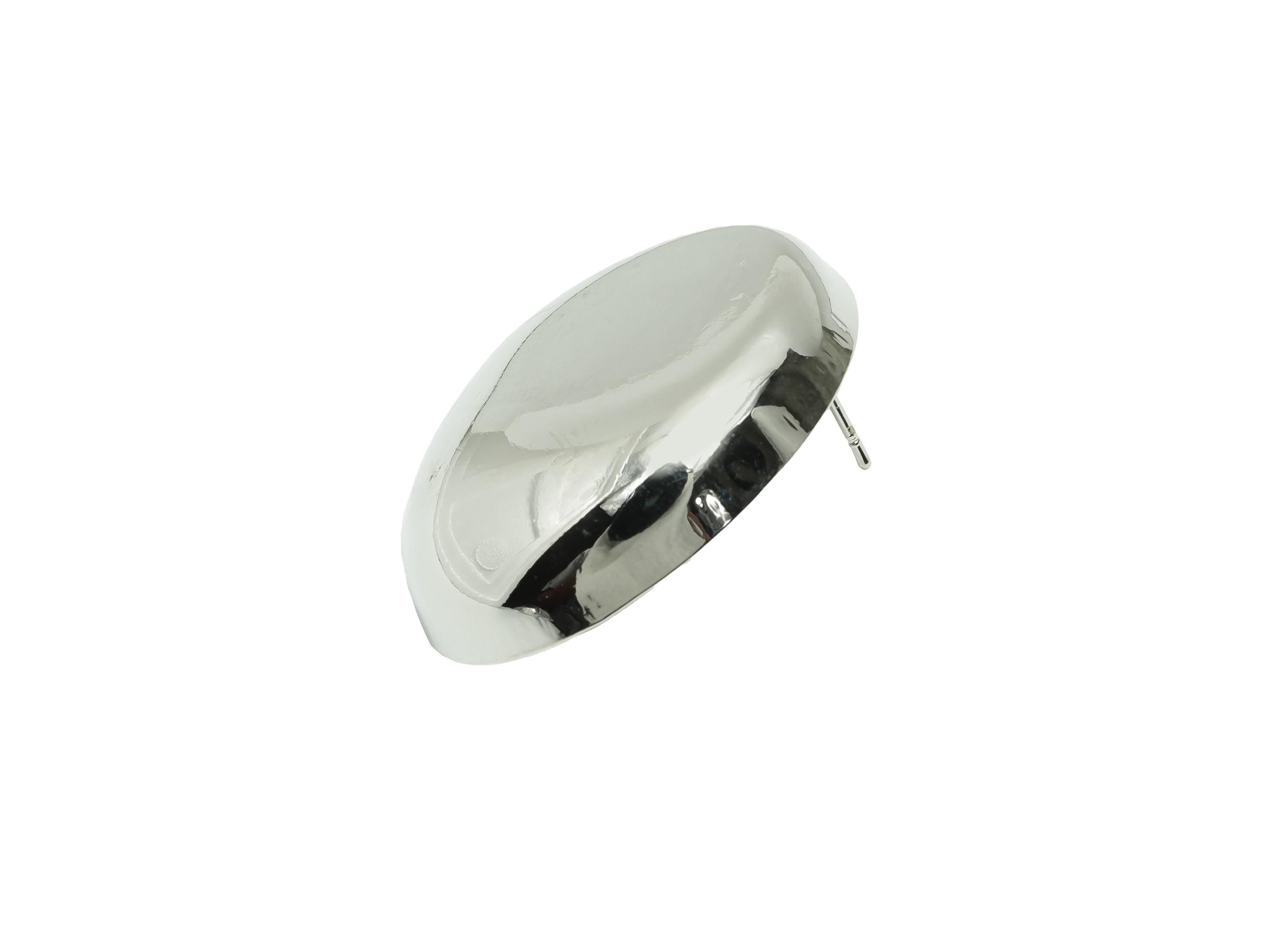 Classic Domed Oval Stud - Brass Modern Geometry Earring Stud - Minimalist Elegant Curves Earring - Silver Jewelry - 31x24x6mm - RGP10046 - DOMEDBAZAAR