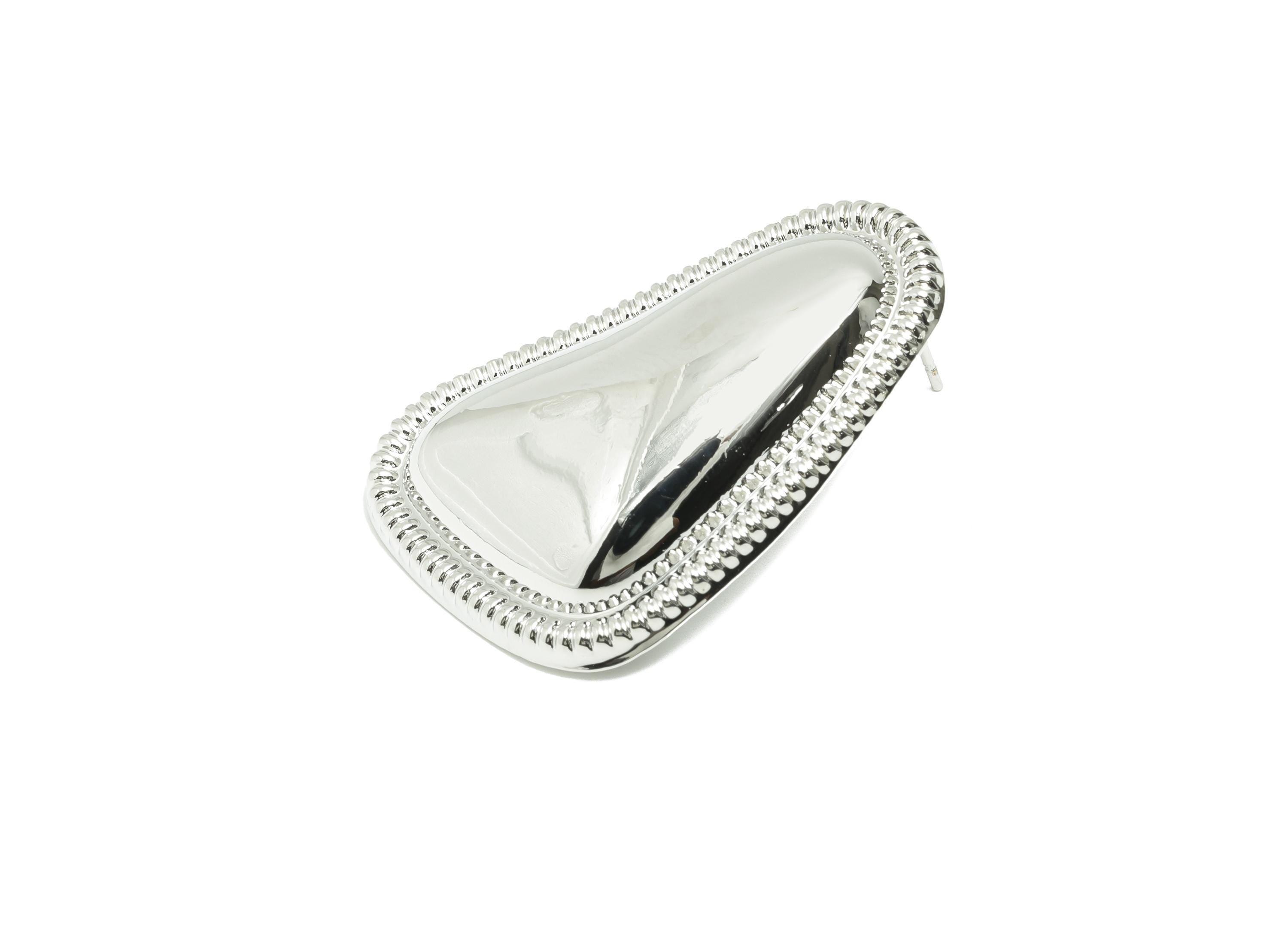 Brass Vintage Triangle Earring - Brass Artistic Triangle Embossed Borders Earrings Post - Trendy Silver Jewelry - 35.2x24.7x5mm - RGP10034 - DOMEDBAZAAR