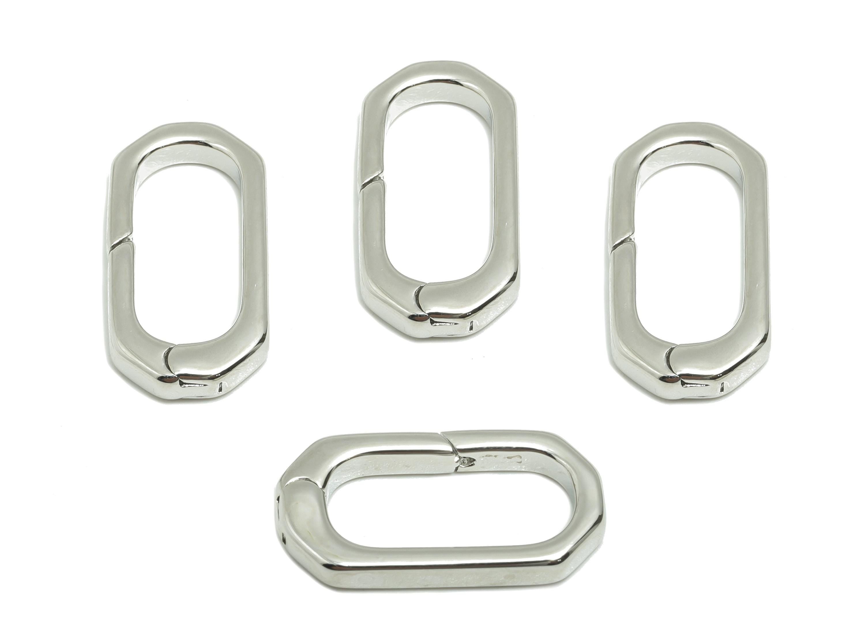 Brass Carabiner Clasp - Gold Connector Clasp - Brass Oval Carabiner Link - Keychain Link Component - White Gold Plated - 20x10x3mm -RGP10133 - DOMEDBAZAAR