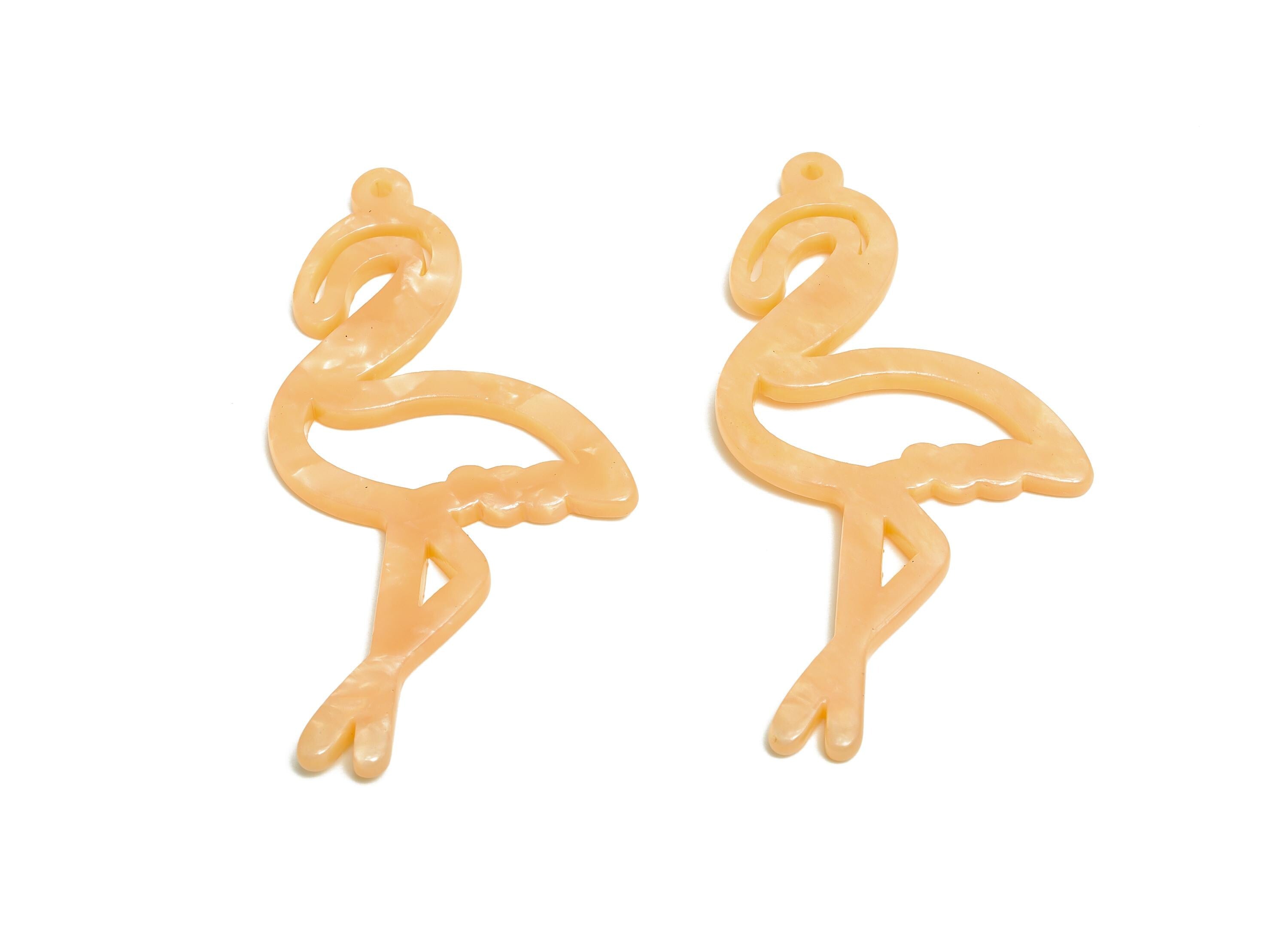 Acetic Acid Flamingo Charm - Tropical Animal Charm - DIY Flamingo Charm - Handmade Accessory - Artisan Component - 64x33x2.84mm - AC1337-A53 - DOMEDBAZAAR