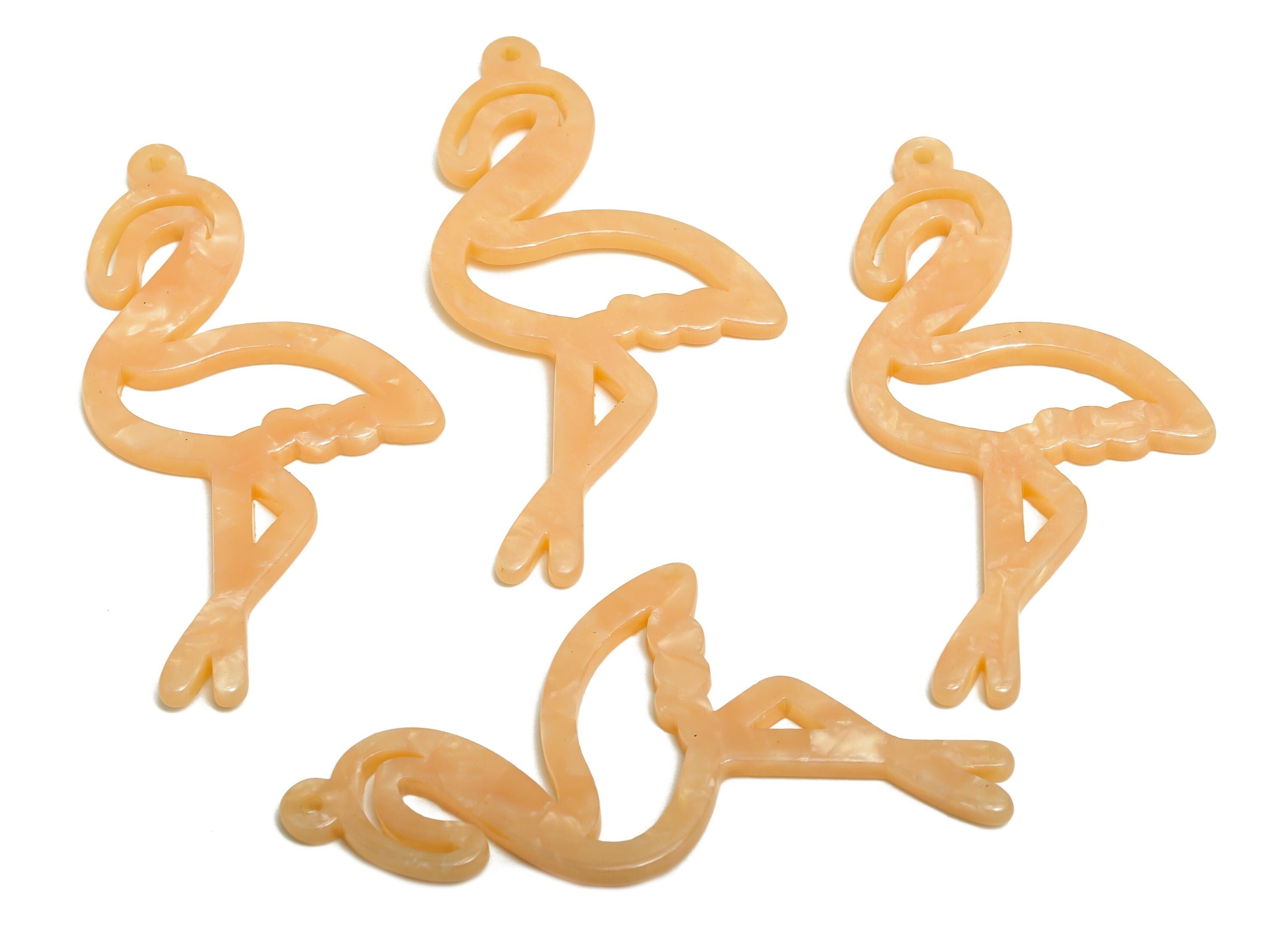 Acetic Acid Flamingo Charm - Tropical Animal Charm - DIY Flamingo Charm - Handmade Accessory - Artisan Component - 64x33x2.84mm - AC1337-A53 - DOMEDBAZAAR