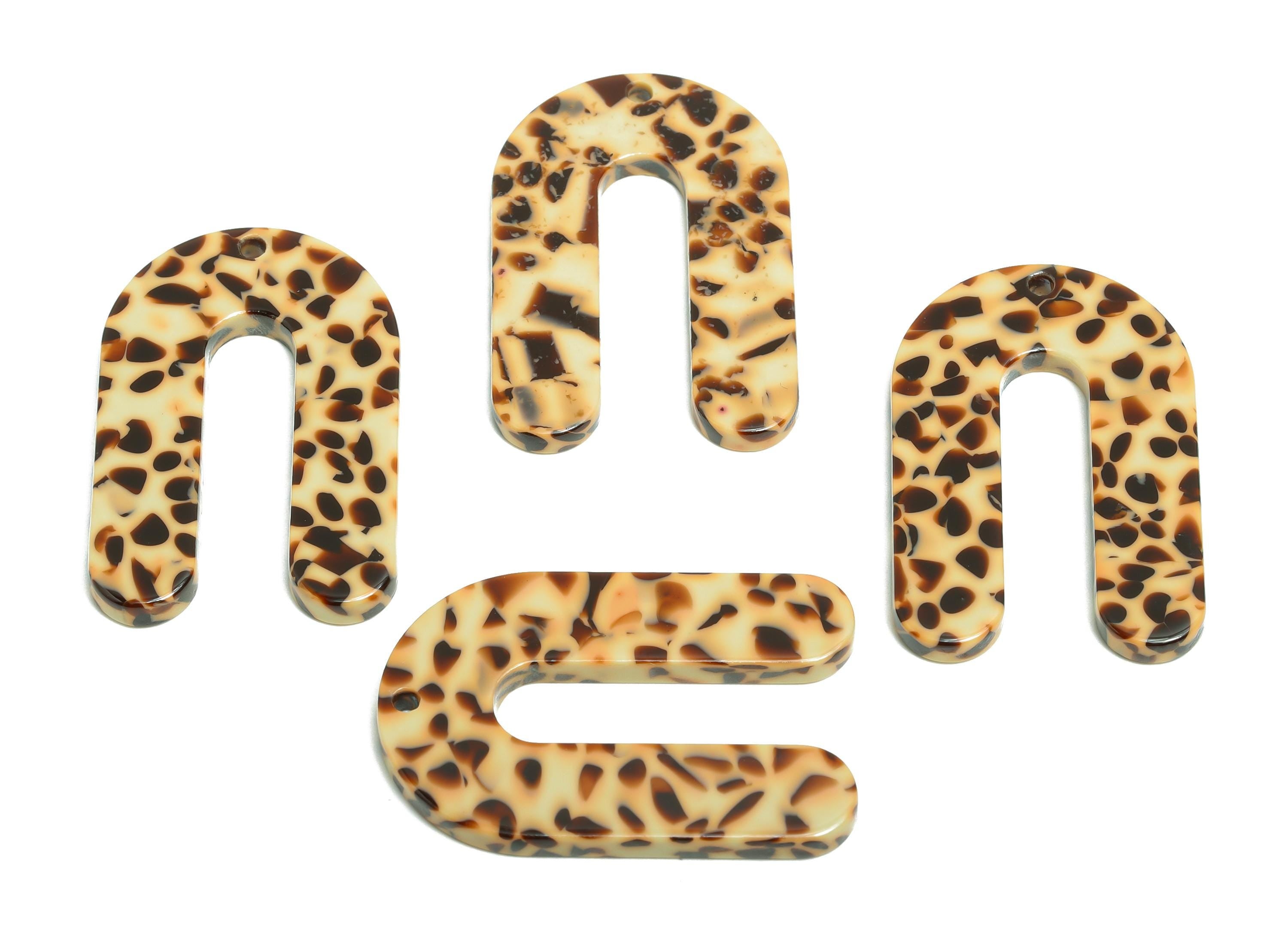 Acetic Acid Tortoiseshell Charm - Vintage Earring Charm - Modern Jewelry - Handmade Accessory - Craft Supplies - 32x21x2mm - AC1969-A789 - DOMEDBAZAAR