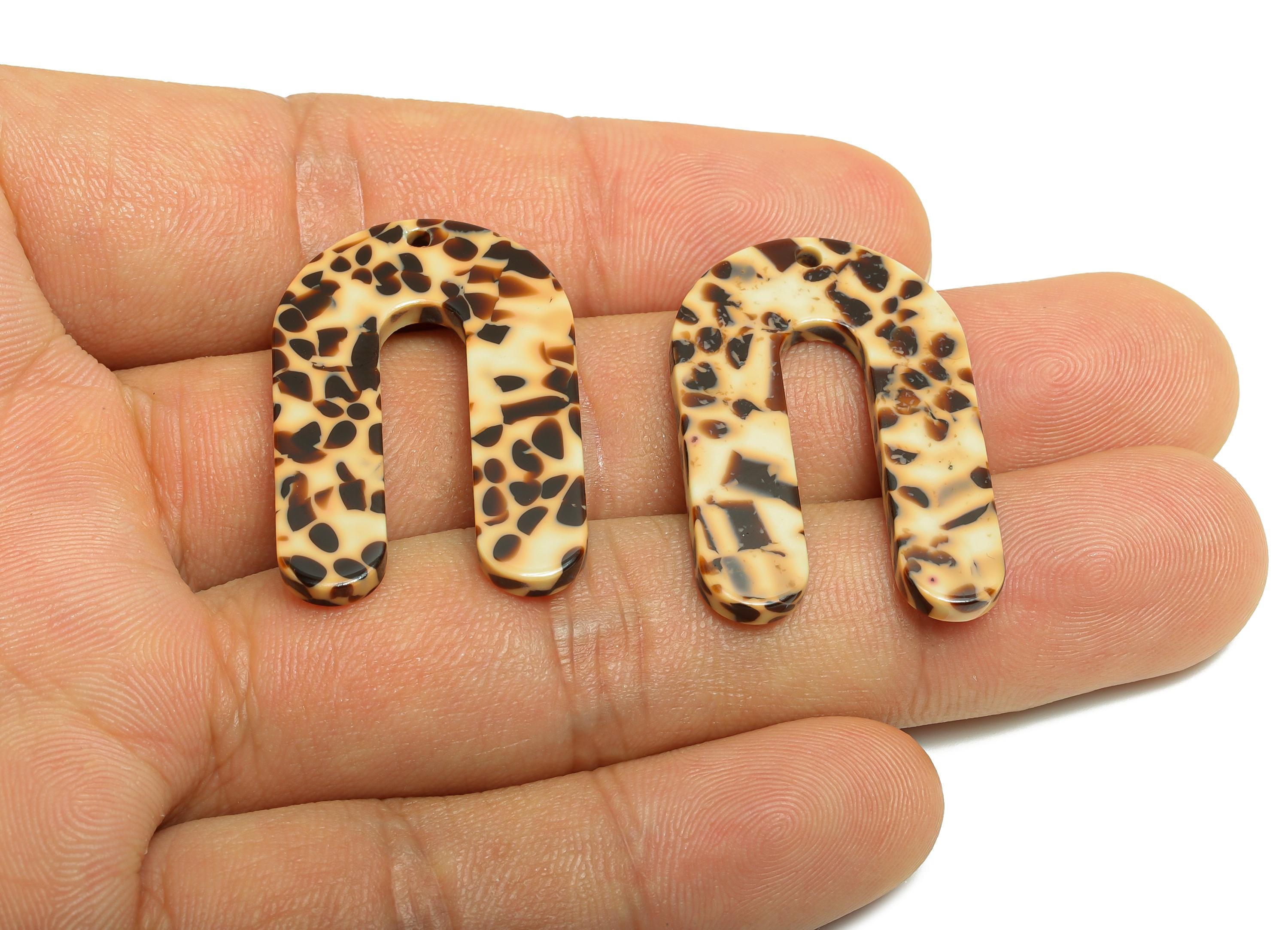 Acetic Acid Tortoiseshell Charm - Vintage Earring Charm - Modern Jewelry - Handmade Accessory - Craft Supplies - 32x21x2mm - AC1969-A789 - DOMEDBAZAAR