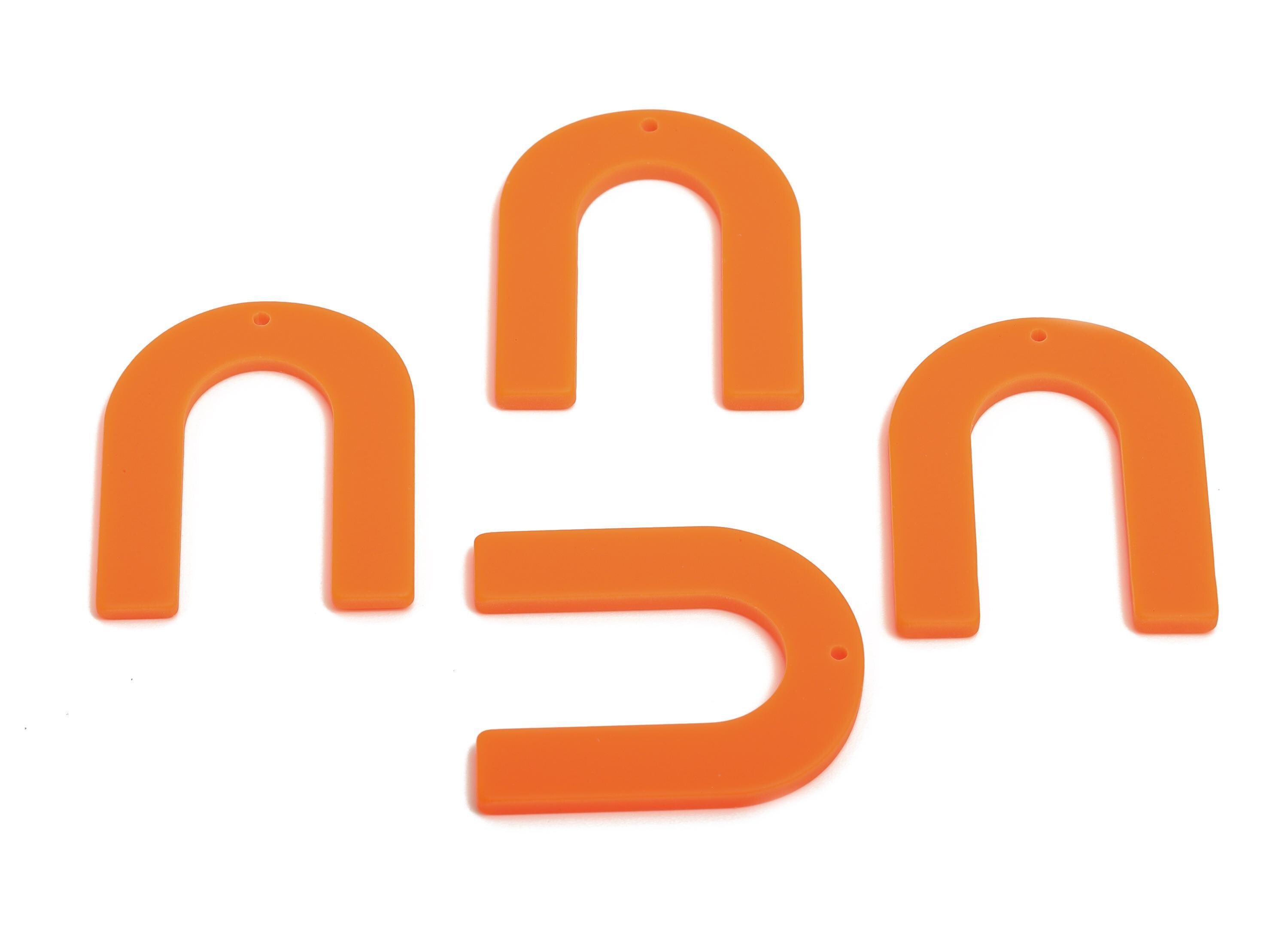 Acrylic Frosted Orange Charm - Acrylic Horseshoe Shape Charm - Modern Jewelry - Handmade Accessory - Craft Supplies - 32x26x2mm-AC2634- A483 - DOMEDBAZAAR