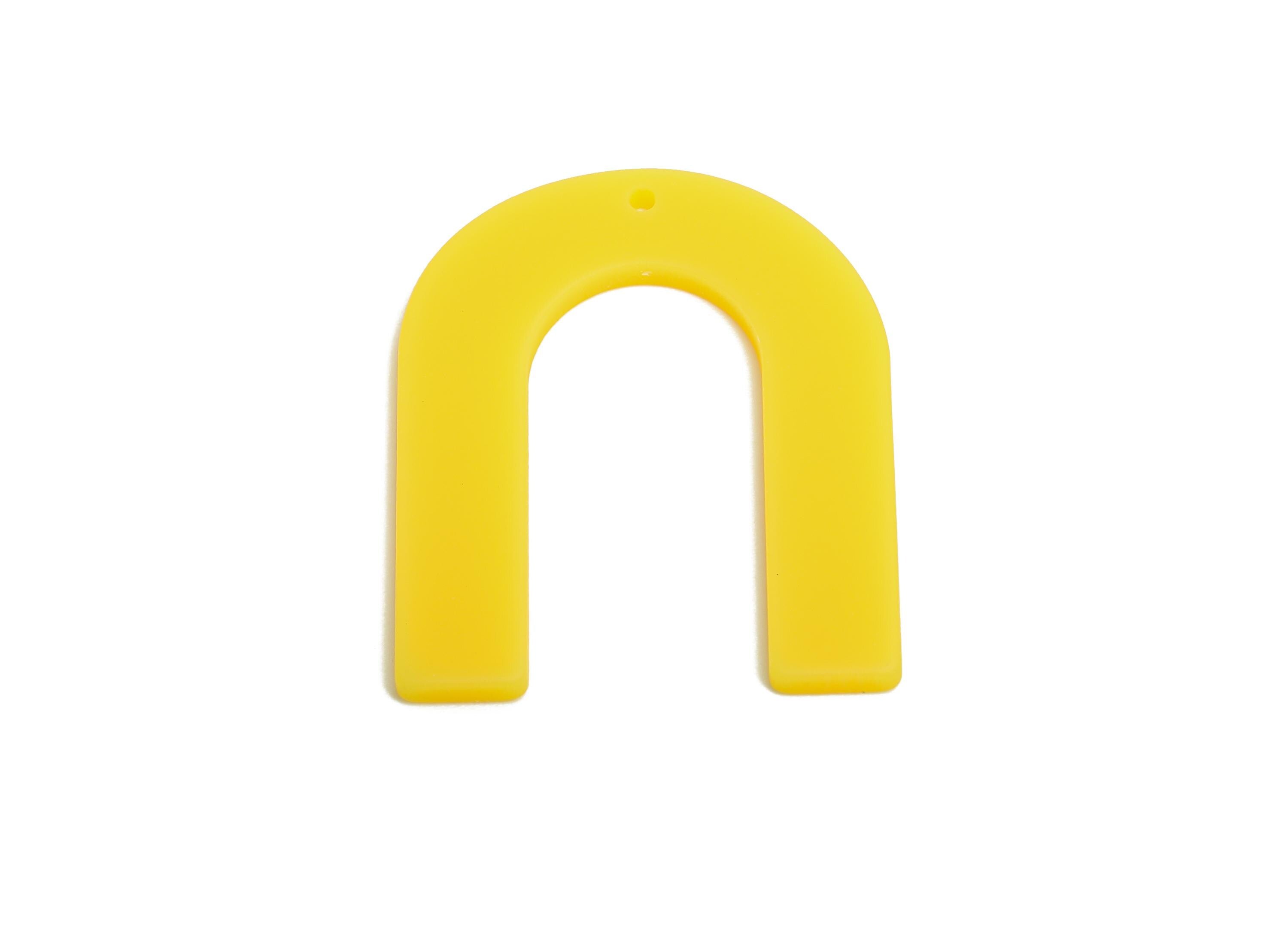 Acrylic Yellow Charm - Acrylic Horseshoe Shape Charm - Modern Jewelry - Handmade Accessory - Craft Supplies - 32x26x2mm - AC2634-A474 - DOMEDBAZAAR