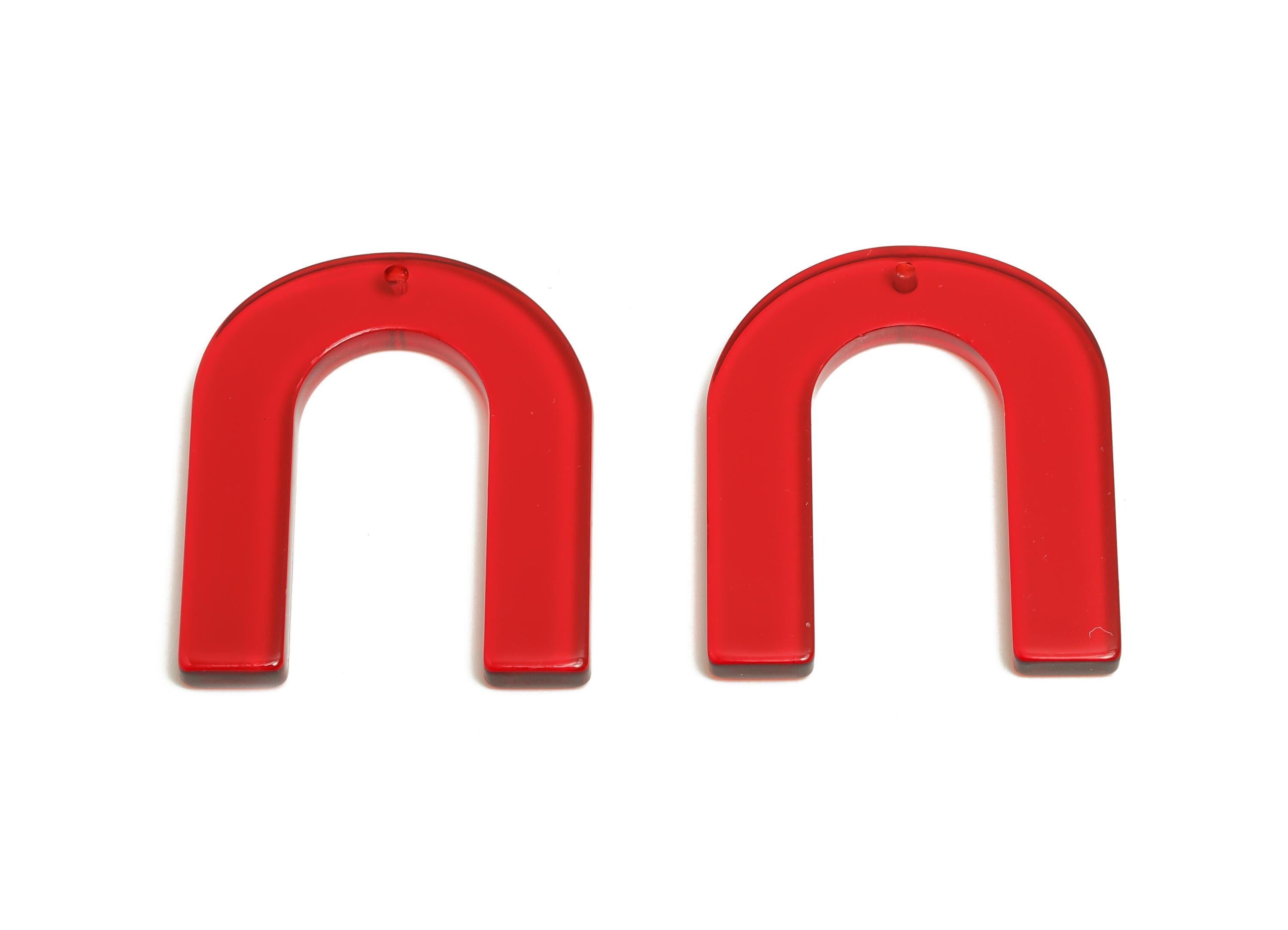 Transparent Heart Charm - Acrylic Horseshoe Shape Charm - Modern Jewelry - Handmade Accessory - Craft Supplies - 32x26x2mm-AC2634- A67 - DOMEDBAZAAR