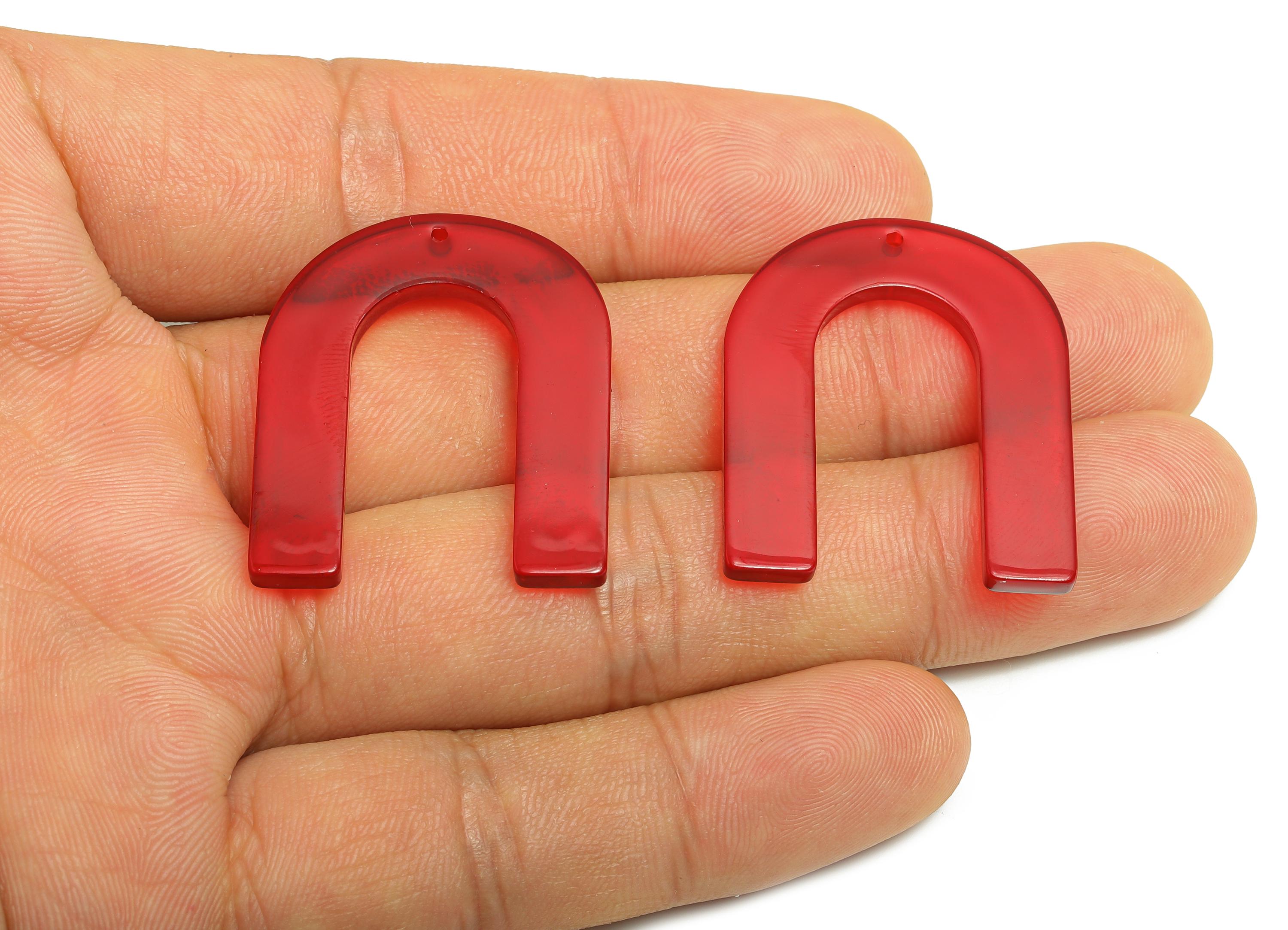 Transparent Heart Charm - Acrylic Horseshoe Shape Charm - Modern Jewelry - Handmade Accessory - Craft Supplies - 32x26x2mm-AC2634- A67 - DOMEDBAZAAR