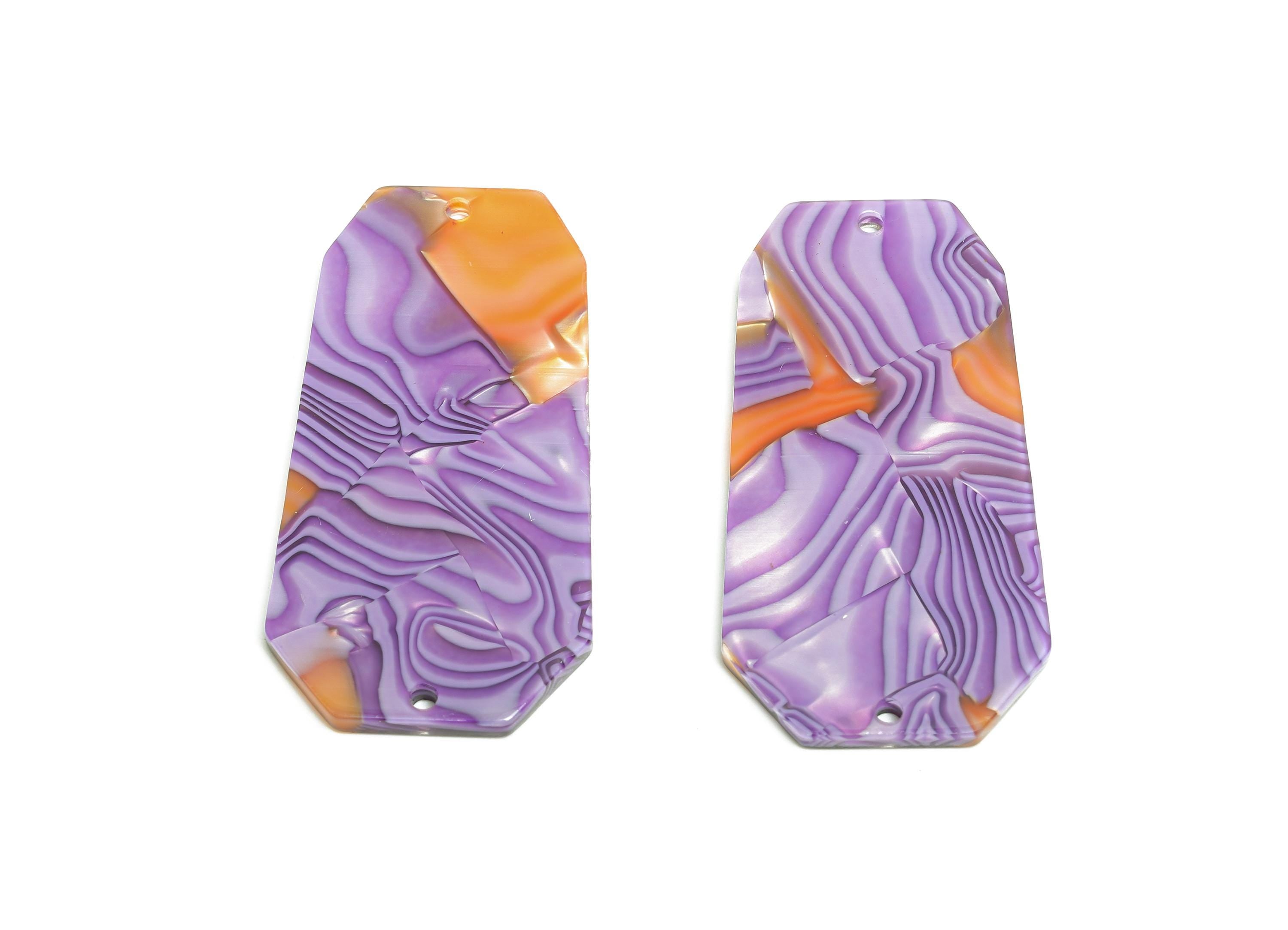 PVC Octagonal Charm - DIY Jewelry Geometric Connector - Modern Jewelry - Handmade Accessory - Marbled Pattern - 45x23x2.35mm - AC2637-A1046 - DOMEDBAZAAR