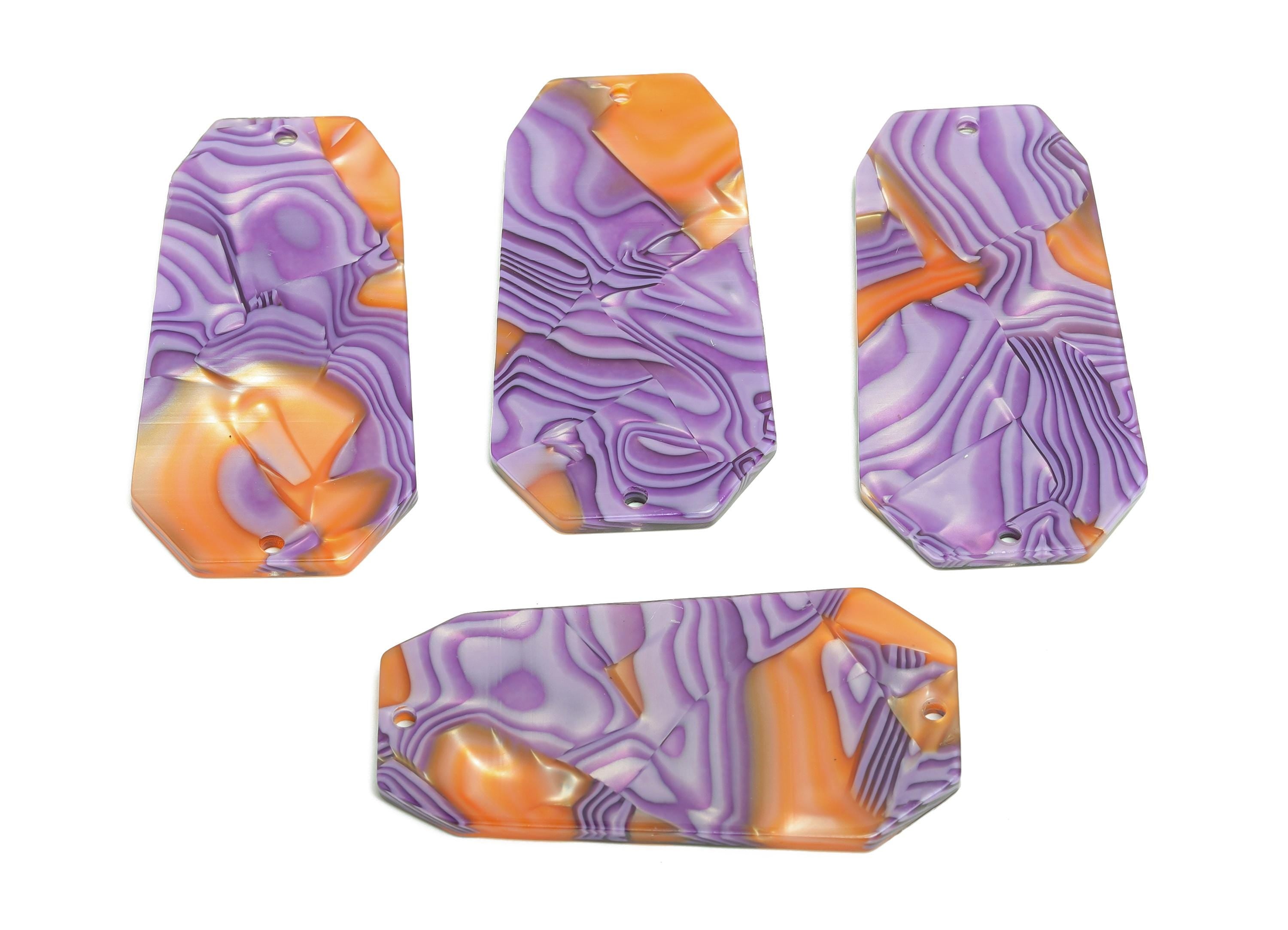 PVC Octagonal Charm - DIY Jewelry Geometric Connector - Modern Jewelry - Handmade Accessory - Marbled Pattern - 45x23x2.35mm - AC2637-A1046 - DOMEDBAZAAR