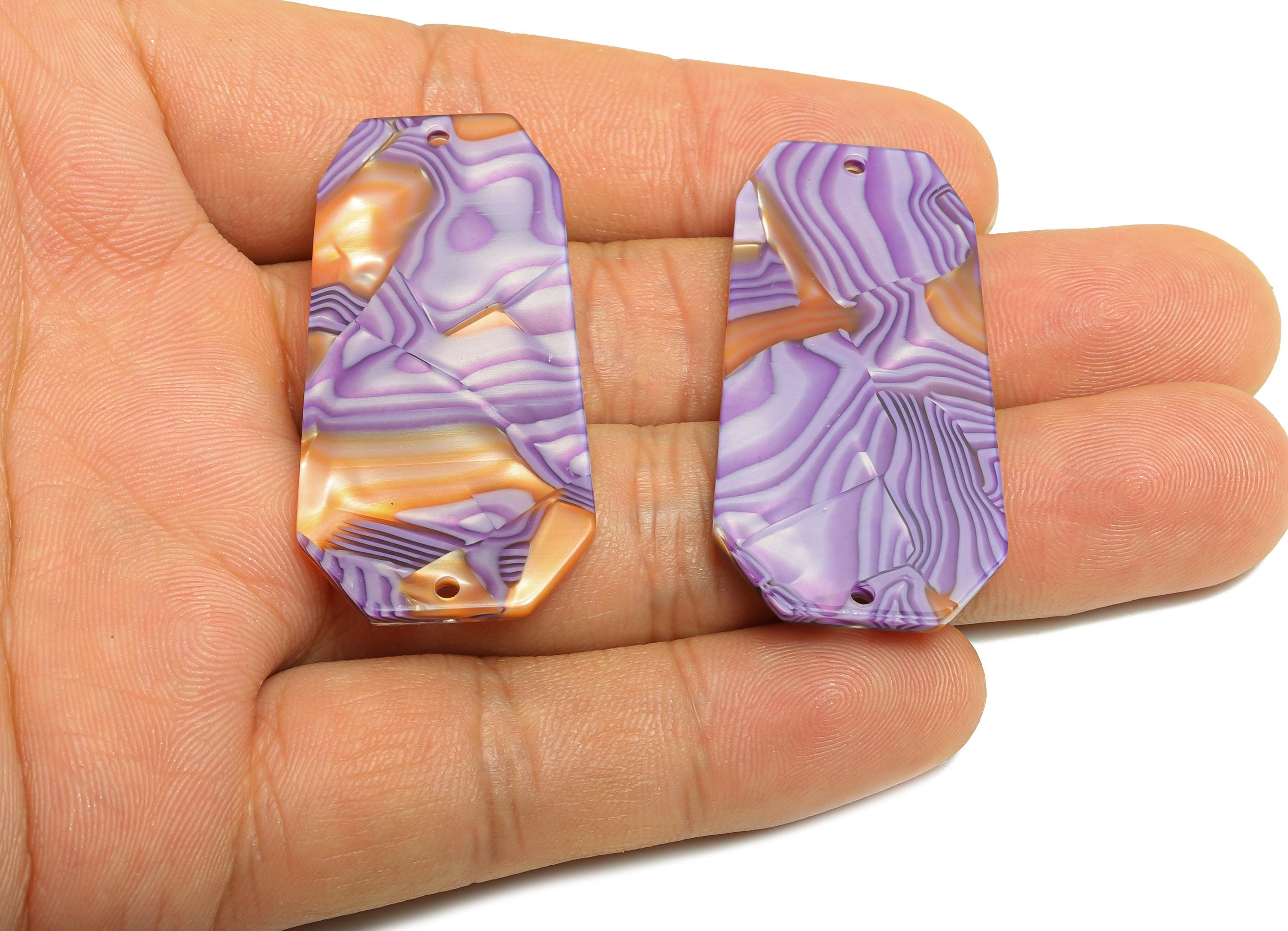 PVC Octagonal Charm - DIY Jewelry Geometric Connector - Modern Jewelry - Handmade Accessory - Marbled Pattern - 45x23x2.35mm - AC2637-A1046 - DOMEDBAZAAR