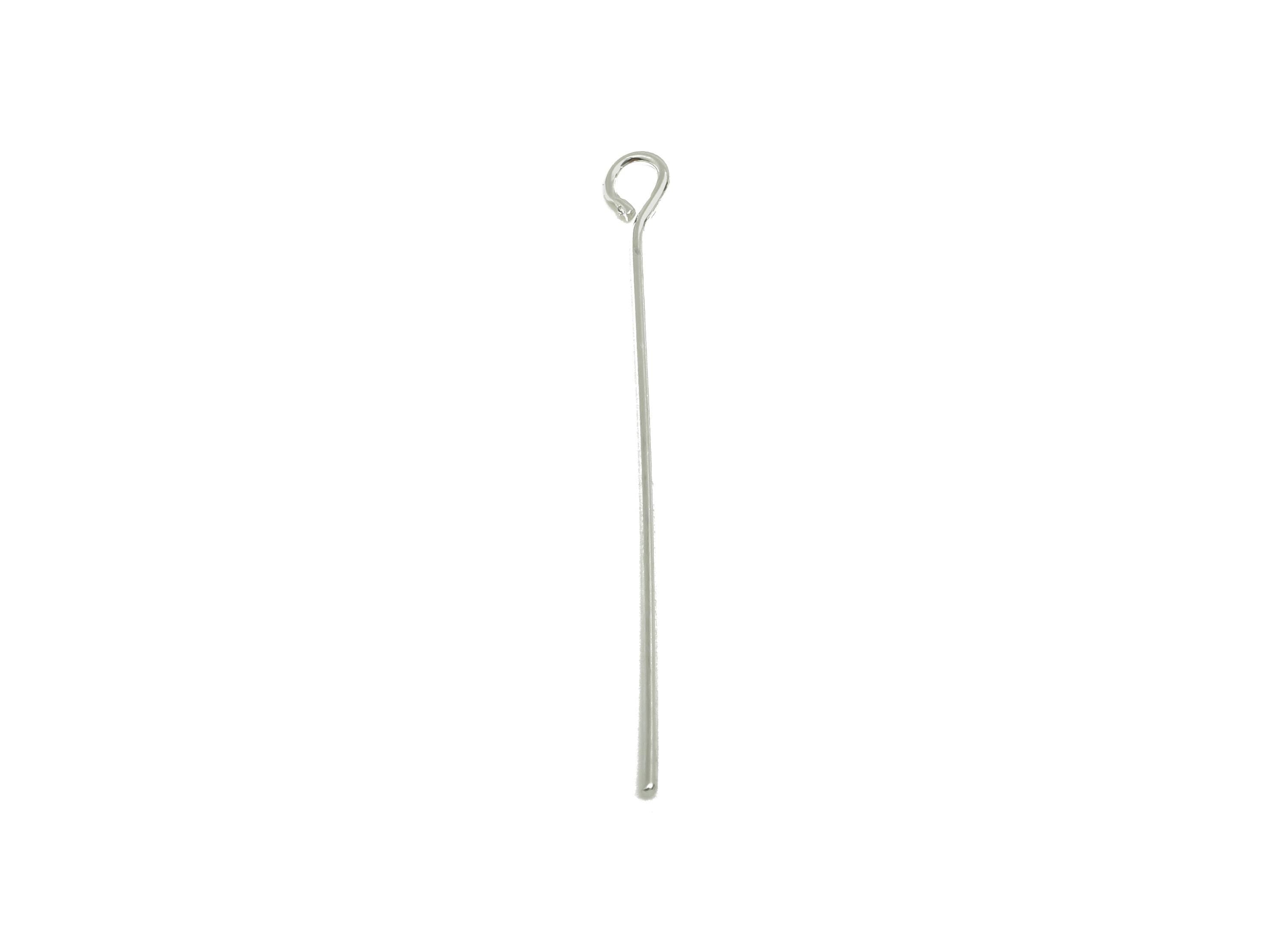 Brass Eye Pin - Brass Bead Threading Component Assembly - Brass Linking Bead Components - 18k Real White Gold Plated - 30x2x0.6mm - RGP10276 - DOMEDBAZAAR