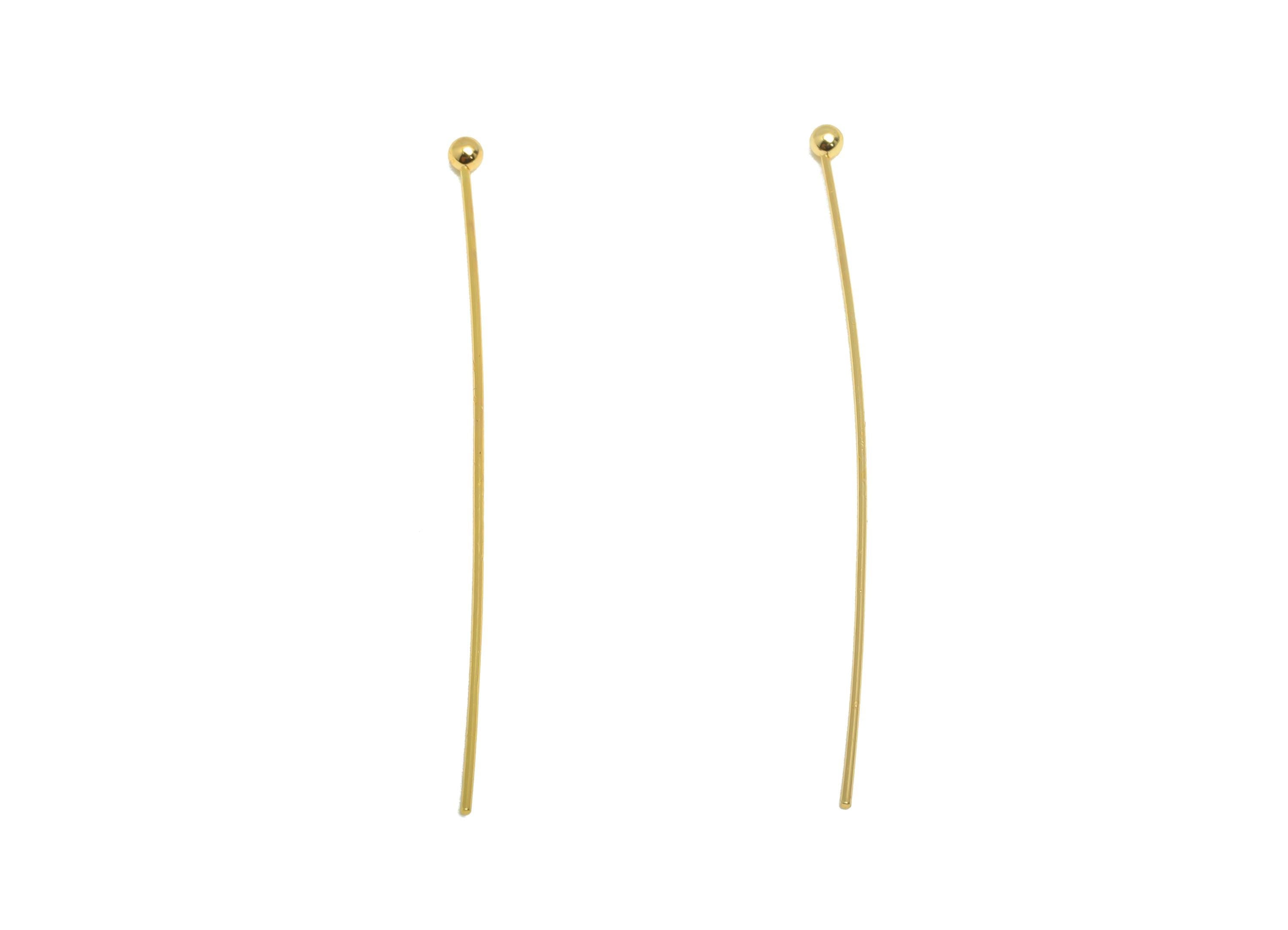 40mm Ball Head Pin Charm - Brass Essential Beading - Craft Supplies For Bead - Bead Stopper - 18k Real Gold Plated - RGP10282 - DOMEDBAZAAR