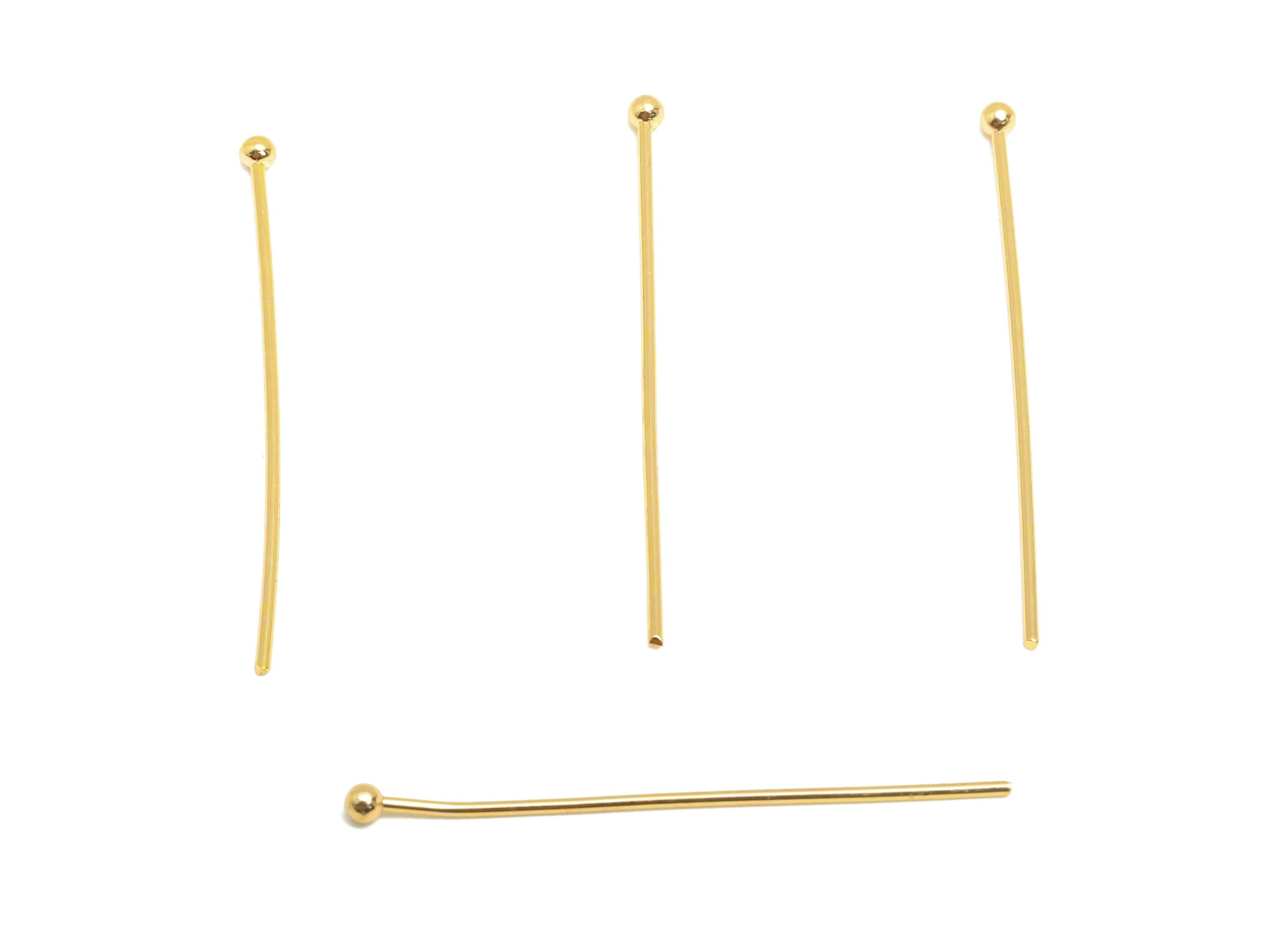 20mm Ball Head Pin Charm - Brass Essential Beading - Craft Supplies For Bead - Bead Stopper - 18k Real Gold Plated - RGP10285 - DOMEDBAZAAR