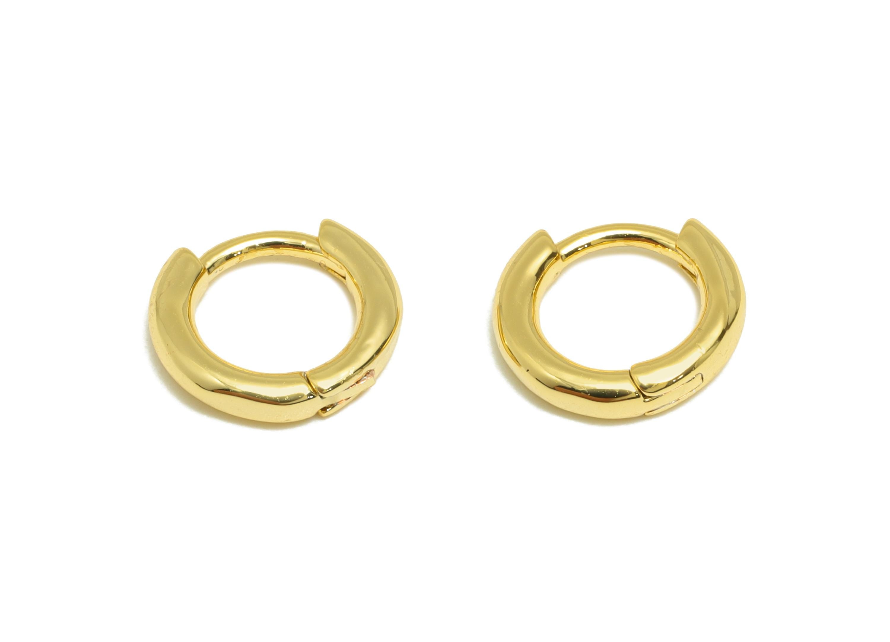 Brass Huggie Hoop Earring - Gold Tiny Earring for Girl's - Mini Circle Daily Wear Earring - 18K Real Gold Plating -9.67x9.67x1.85mm- RGP9128 - DOMEDBAZAAR