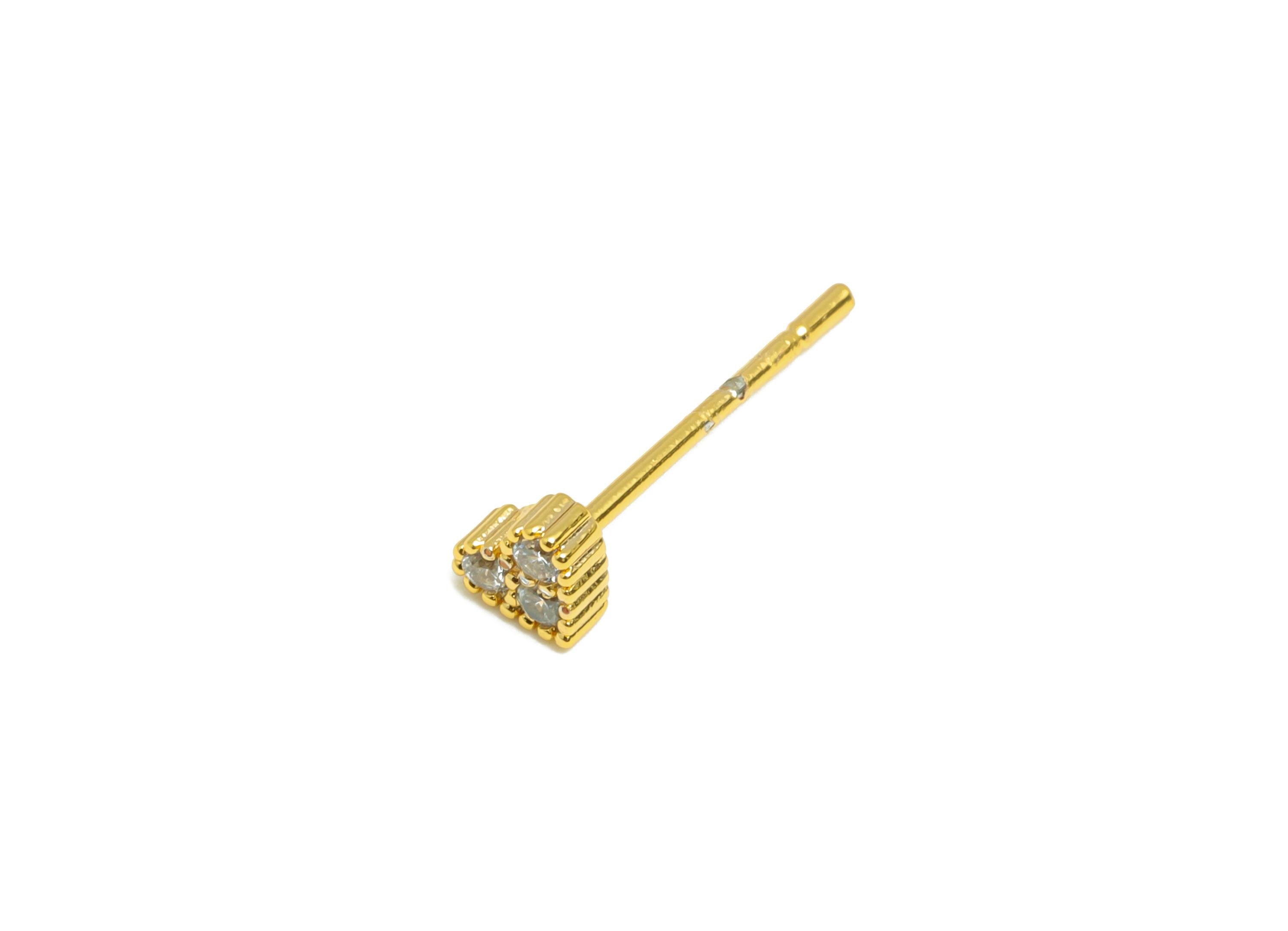 Brass Dainty Earring Stud - Brass Elegant Heart Earring Stud - Gold Elegant Zircon Classic Jewelry - Gold Jewelry -4.7x3.9x1.9mm - RGP10259 - DOMEDBAZAAR