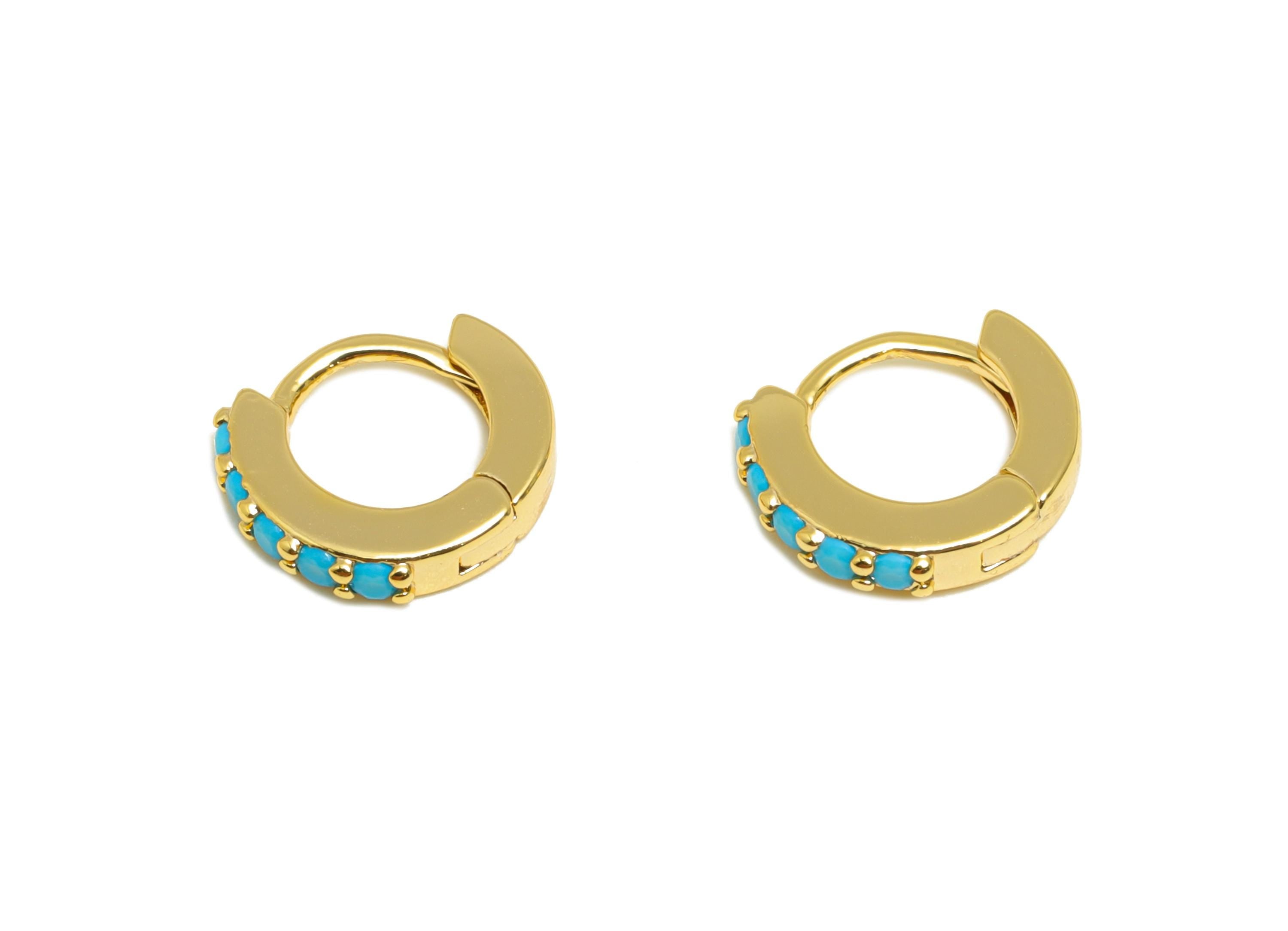 Gold Mini Hoop Earring - Brass Zircon Modern Huggie Hoop Earring - Classic Style Hoop Earring - 18k Real Gold Plated - 9.55x8x2mm - RGP10264 - DOMEDBAZAAR