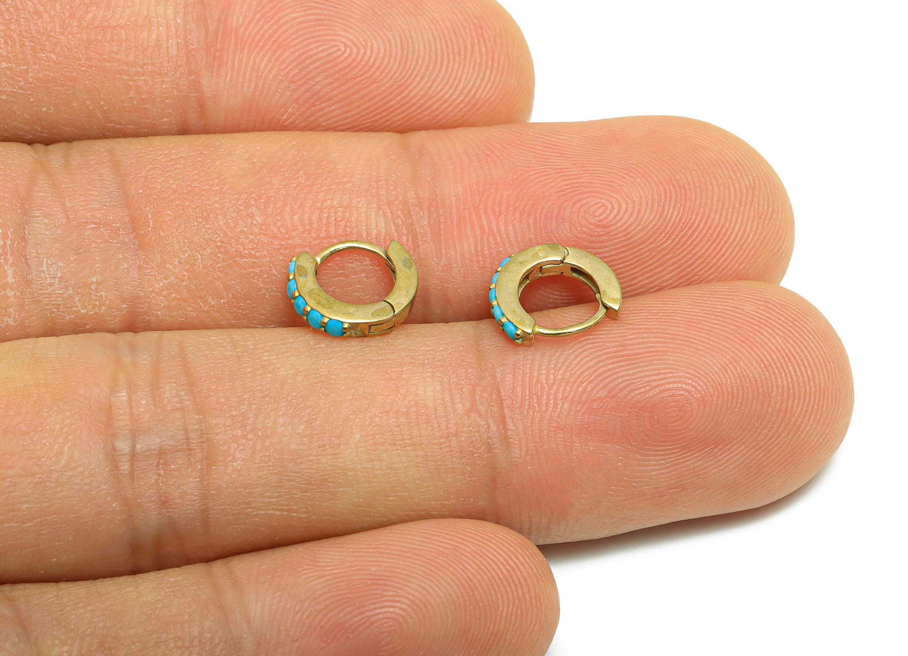 Brass Hoop Earring - Raw Brass Zircon Modern Huggie Hoop Earring - Classic Hoop Earring - Fashion Jewelry - Gift For Her - 9x8x2mm - PP10965 - DOMEDBAZAAR