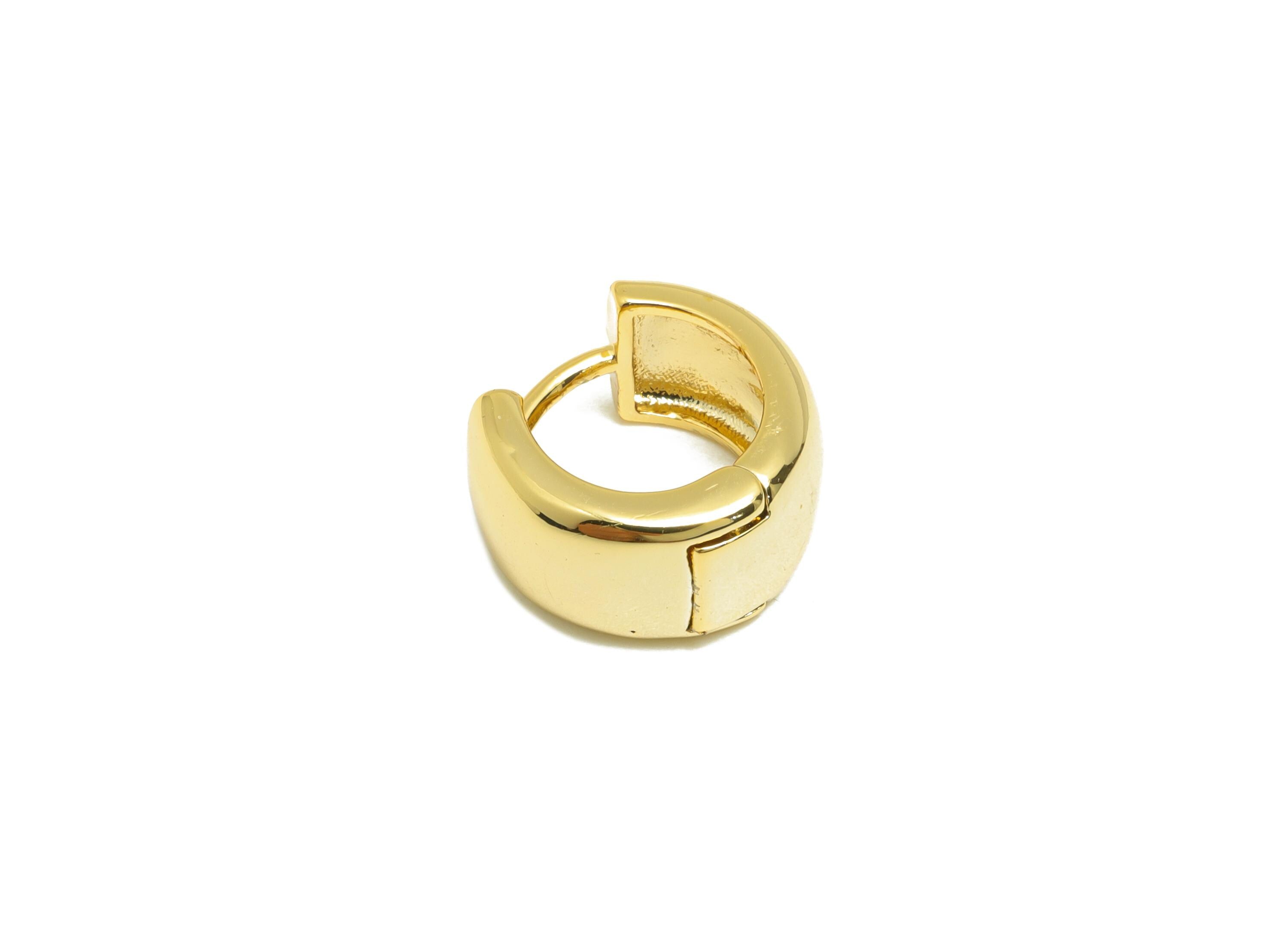 Brass Thick Hoop Earring - Gold Circle Huggie Earring - Minimalist Daily Wear Earring - 18K Real Gold Plating - 11.66x10.7x2.1mm - RGP9136 - DOMEDBAZAAR