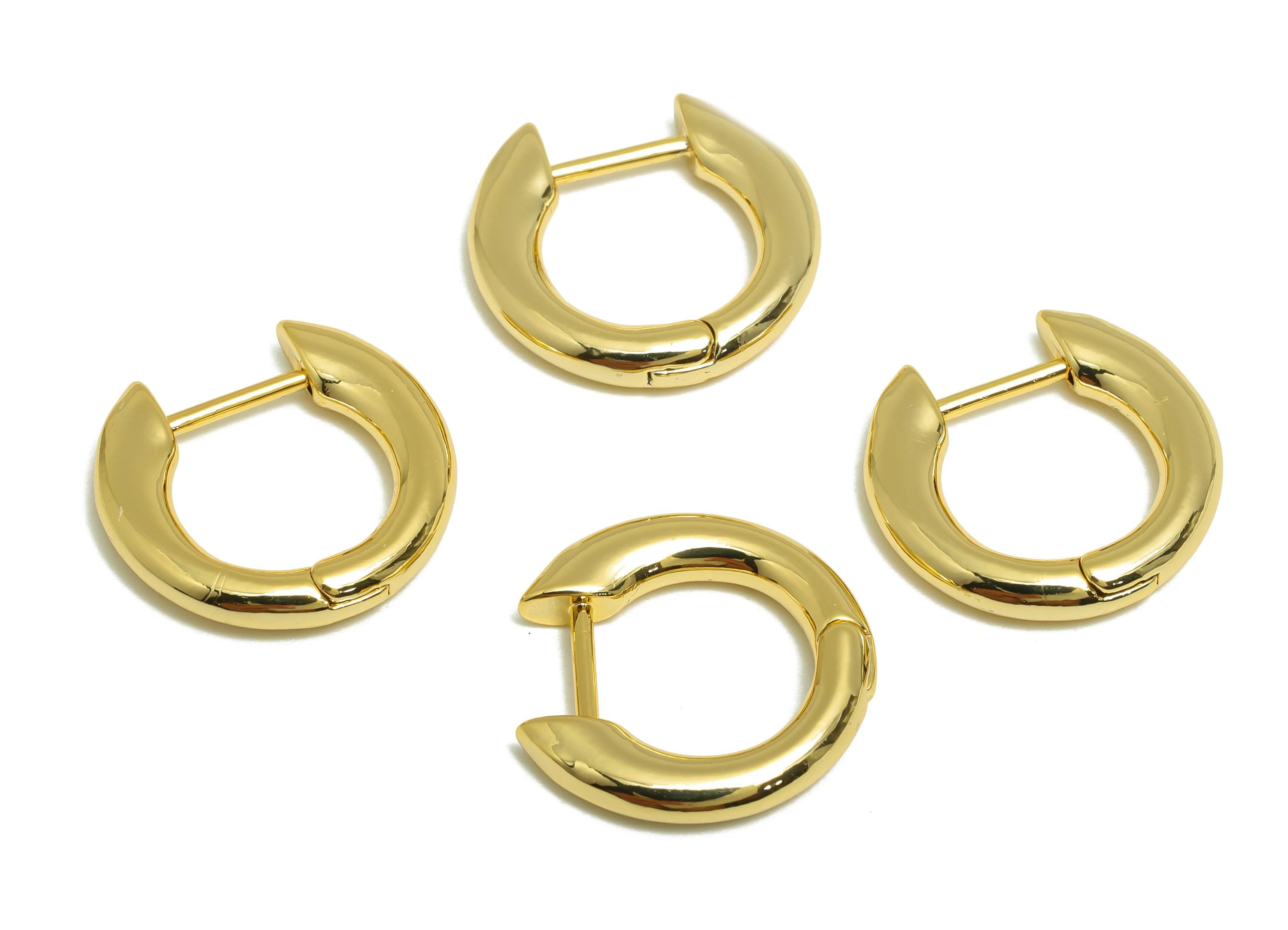 Brass Mini Hoop Earring - Gold Circle Huggie Earring - Minimalist Daily Wear Earring - 18K Real Gold Plating - 15.5x15.05x2.51mm - RGP9161 - DOMEDBAZAAR