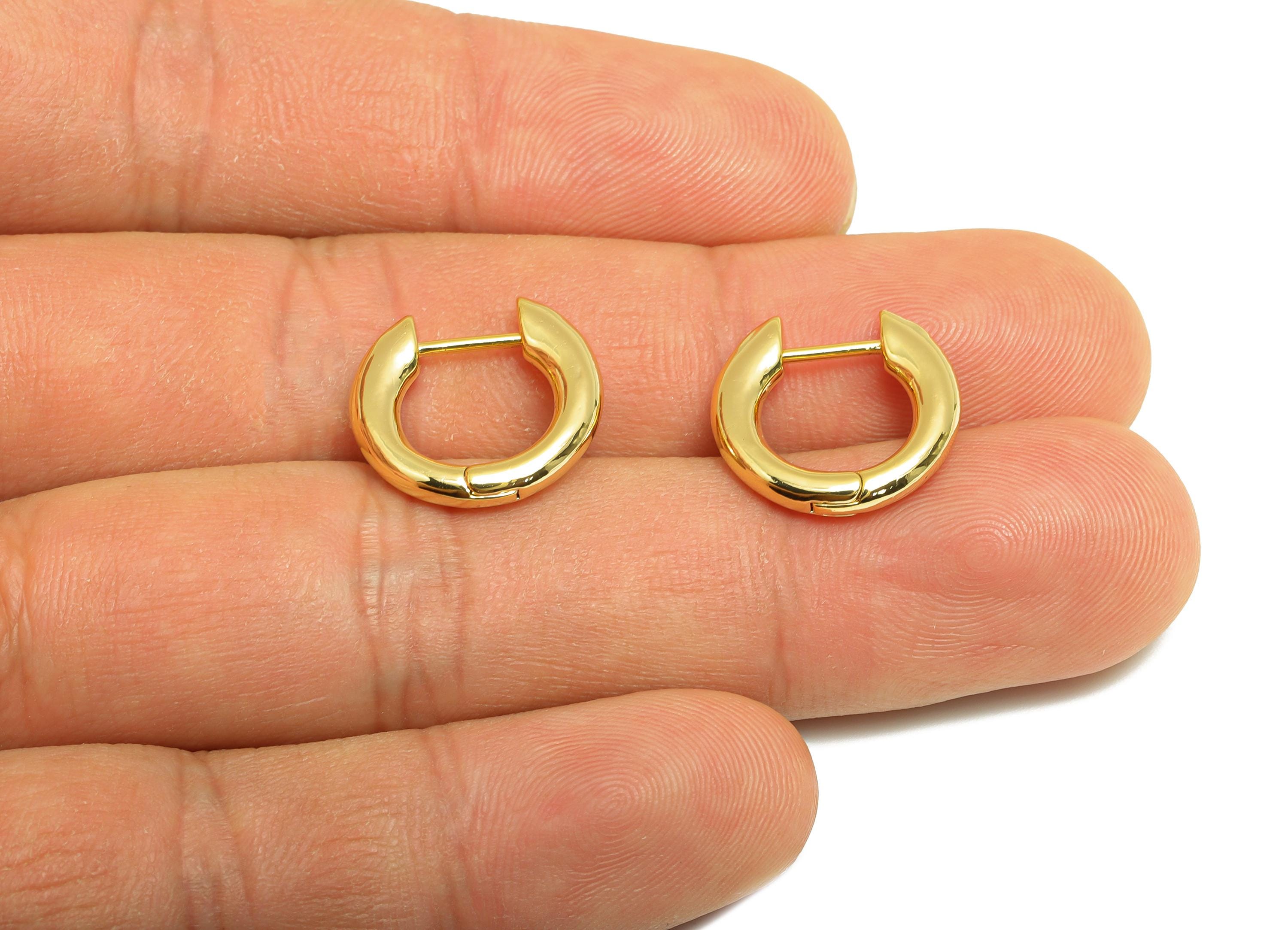 Brass Mini Hoop Earring - Gold Circle Huggie Earring - Minimalist Daily Wear Earring - 18K Real Gold Plating - 15.5x15.05x2.51mm - RGP9161 - DOMEDBAZAAR