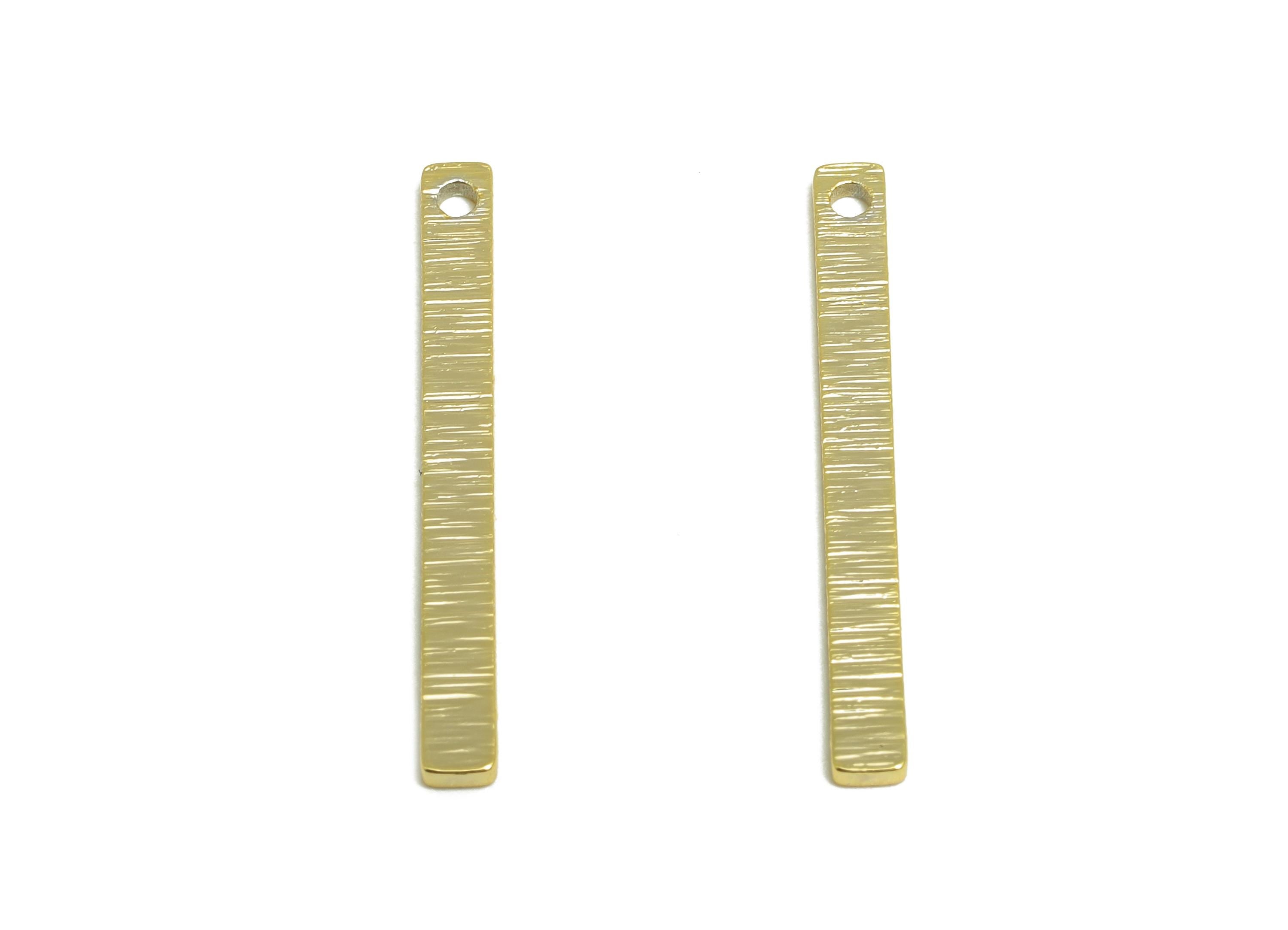 Gold Bar Pendant - Brass Textured Bar Charm - Customizable Pendant - Gold Plated Jewelry - Modern Jewelry - DIY Jewelry - 25x2x1mm -RGP10308 - DOMEDBAZAAR