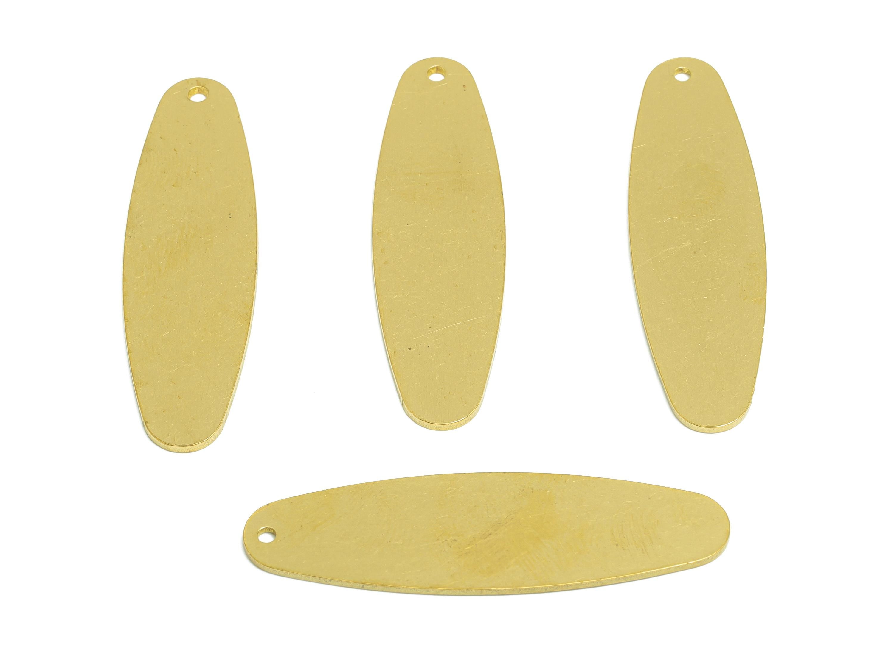 Brass Minimalist Earring Charm - Raw Brass Blank Oval Pendant - Brass Customizable Jewelry - Fashion Jewelry Finding - 42x12x1mm - PP10973 - DOMEDBAZAAR