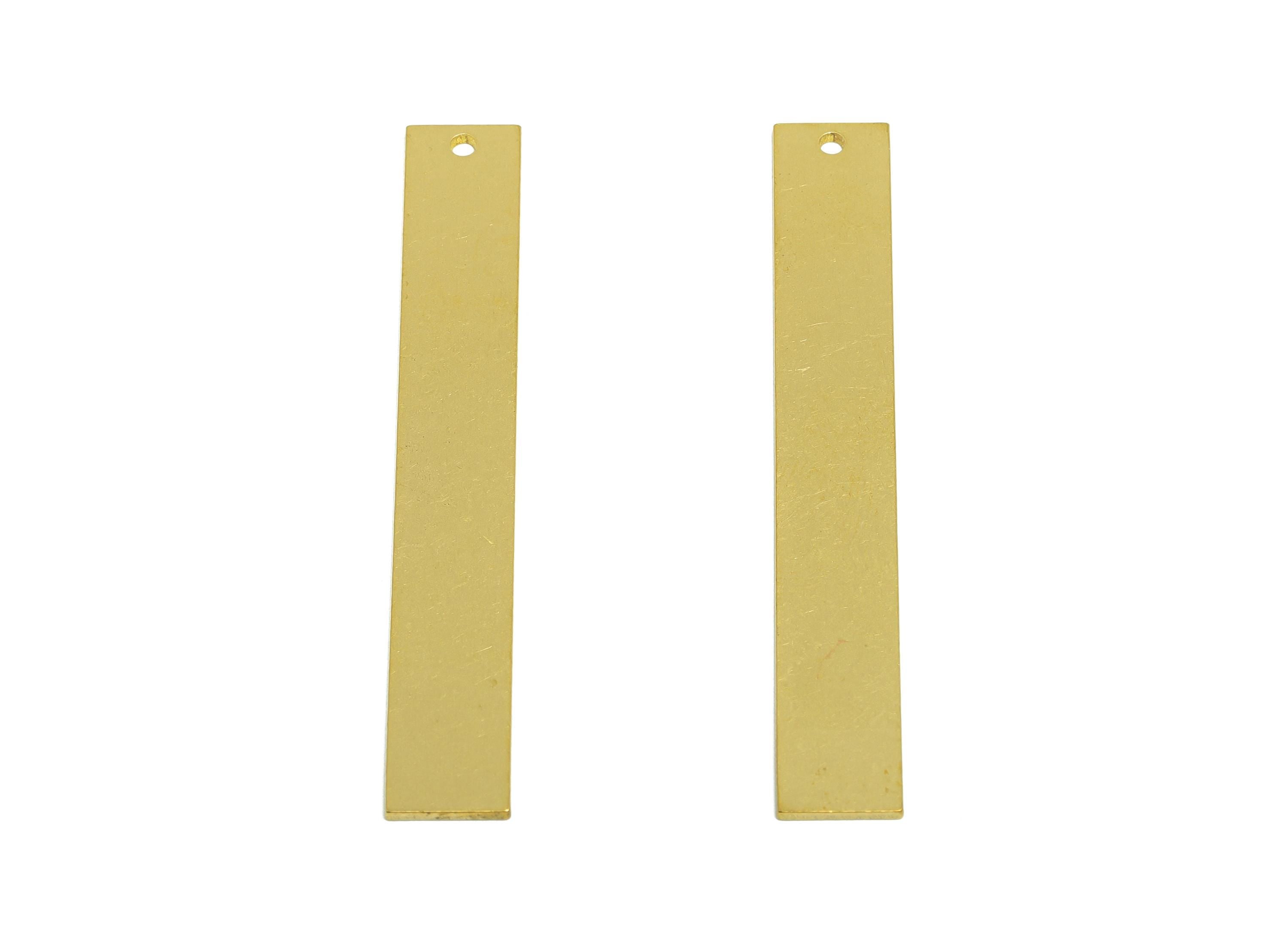 Brass Minimalist Earring Charm - Raw Brass Blank Rectangle Pendant - Brass Customizable Jewelry - Fashion Jewelry - 55.16x8x1mm - PP10971 - DOMEDBAZAAR