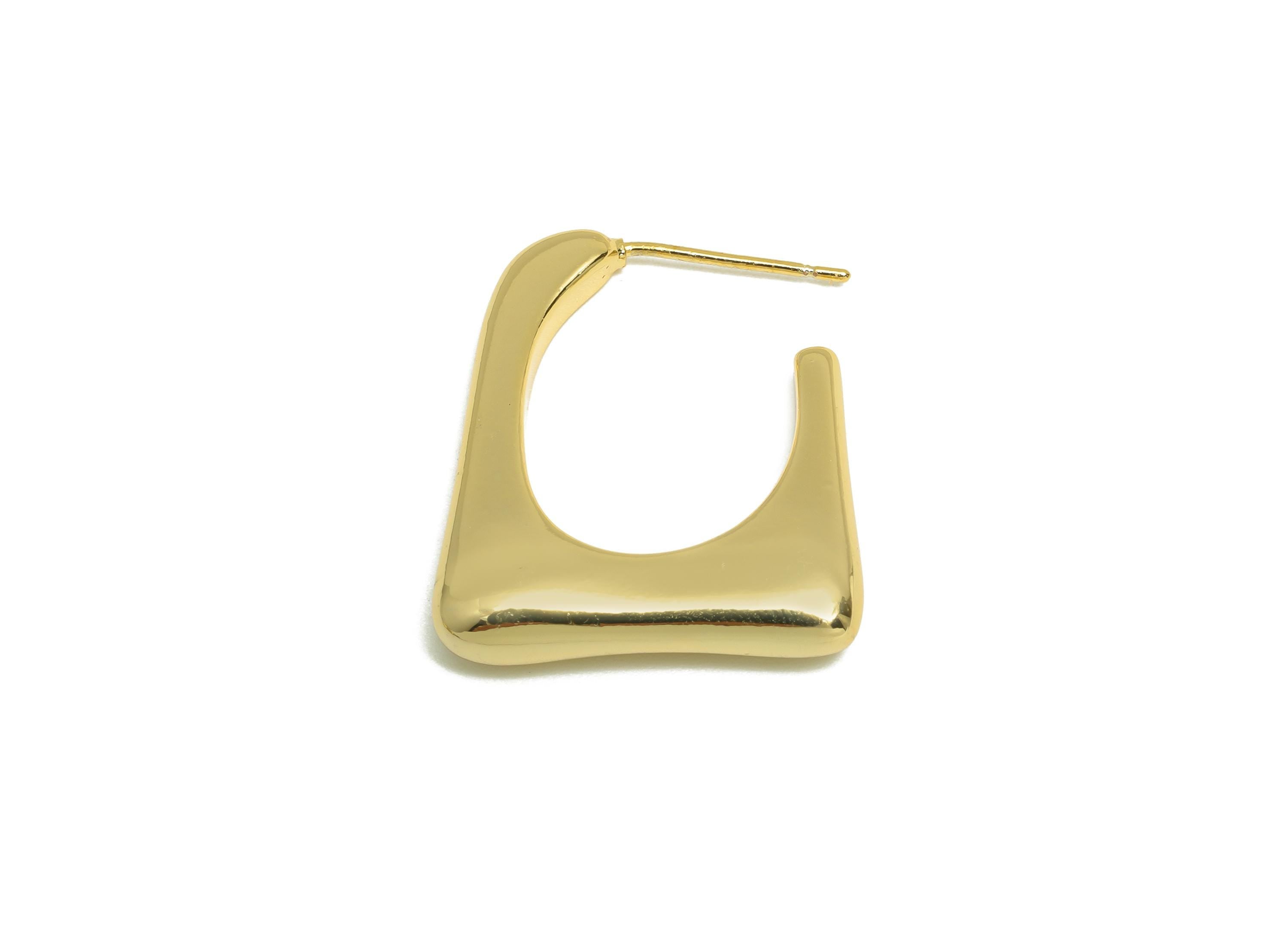 Modern Earring Stud - Brass Dainty Geometric Jewelry - Abstract Gold Jewelry - Gold Jewelry - 18K Real Gold Plated - 24x20x4mm - RGP9167 - DOMEDBAZAAR